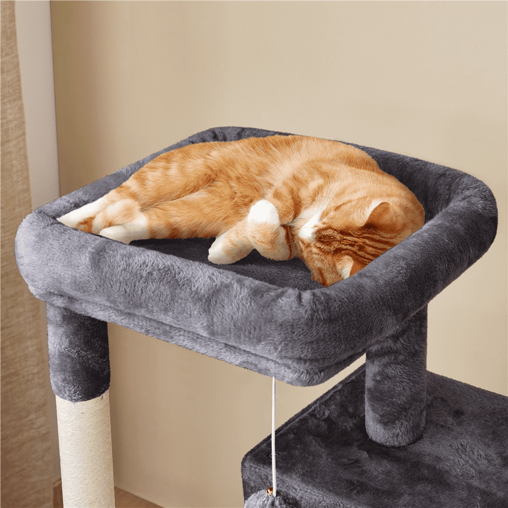 Alden Design 42" Multilevel Cat Tree Tower with Double Condos for Cats Kittens, Dark Gray - Image 7