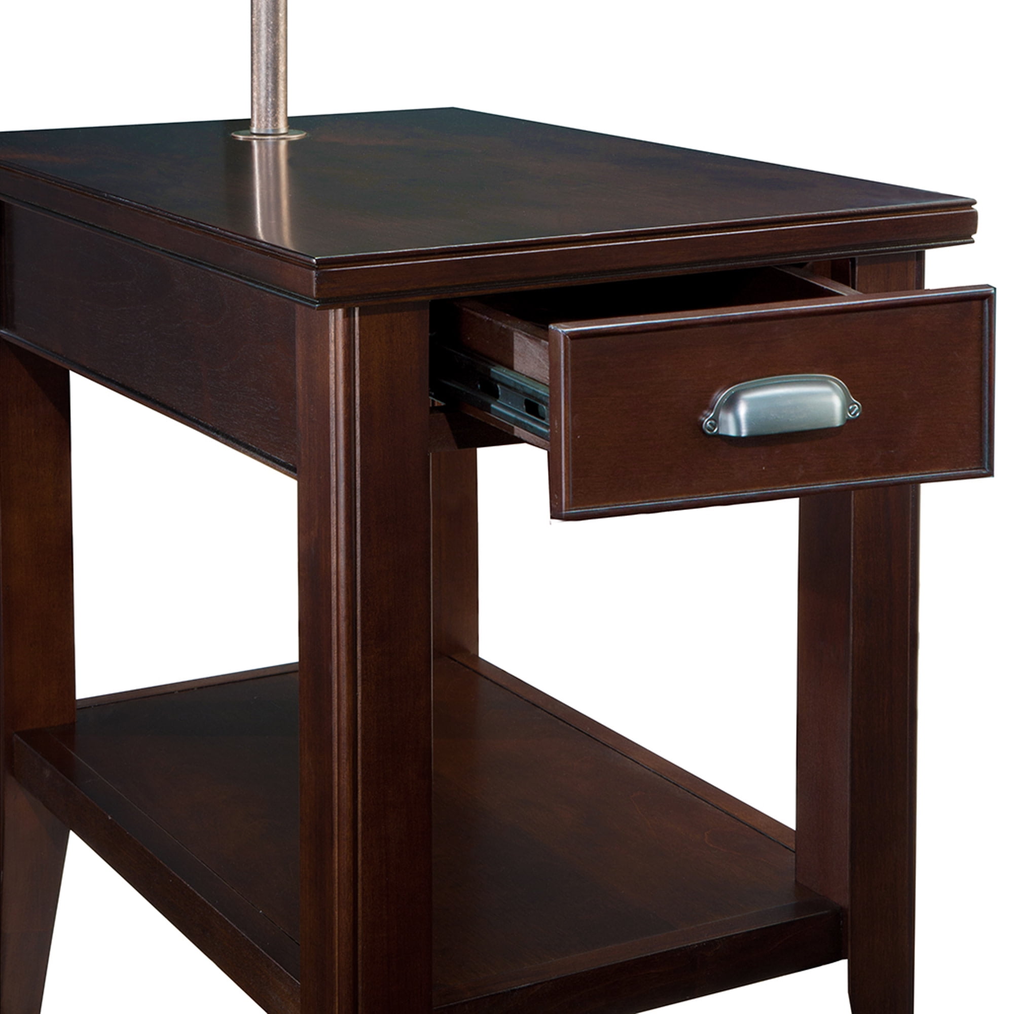 Leick Home Laurent Solid Wood Side Table with Swing Arm Lamp and Drawer, Chocolate Cherry - Image 5