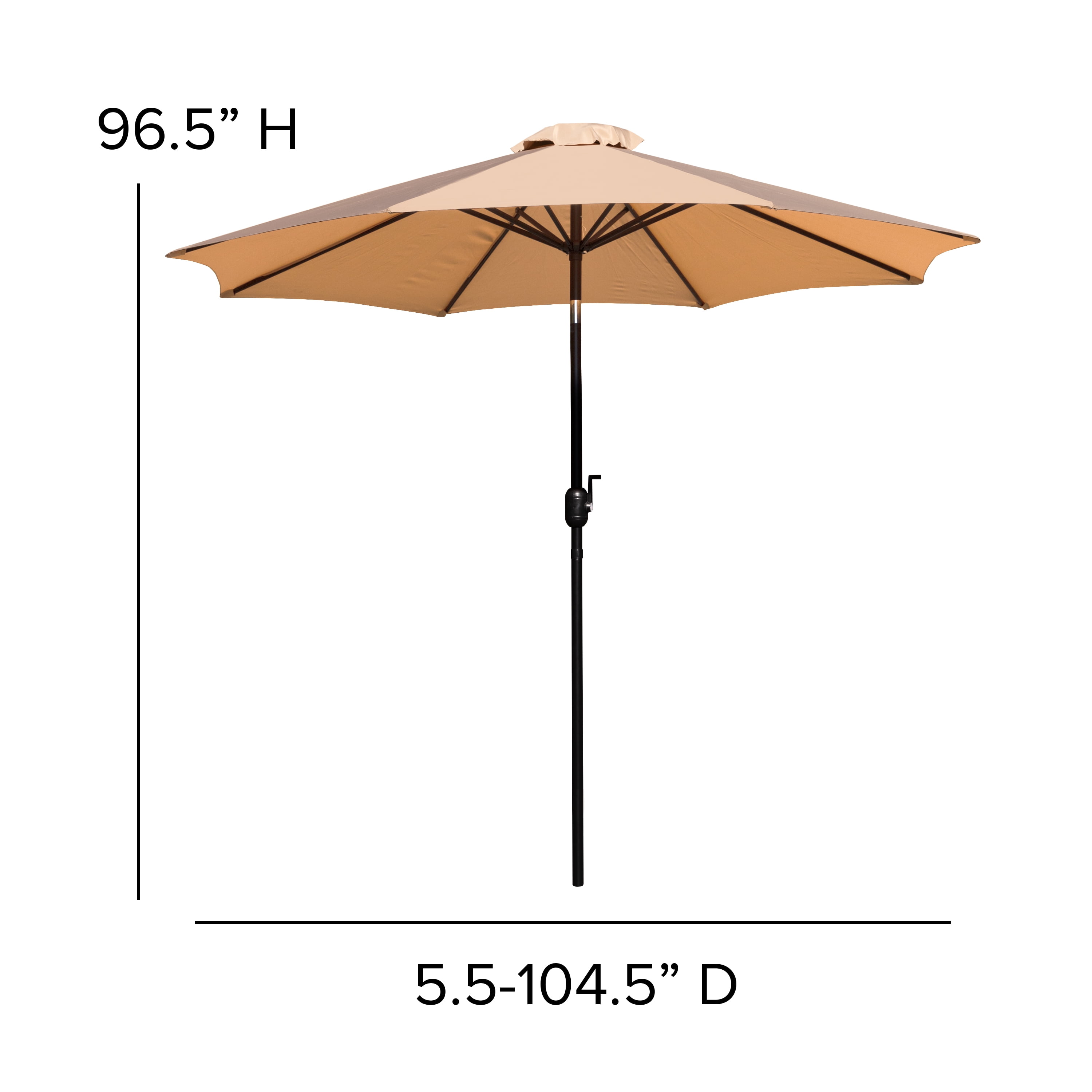 Flash Furniture Kona Tan 9 FT Round Umbrella with 1.5" Diameter Aluminum Pole with Crank and Tilt Function - Image 2