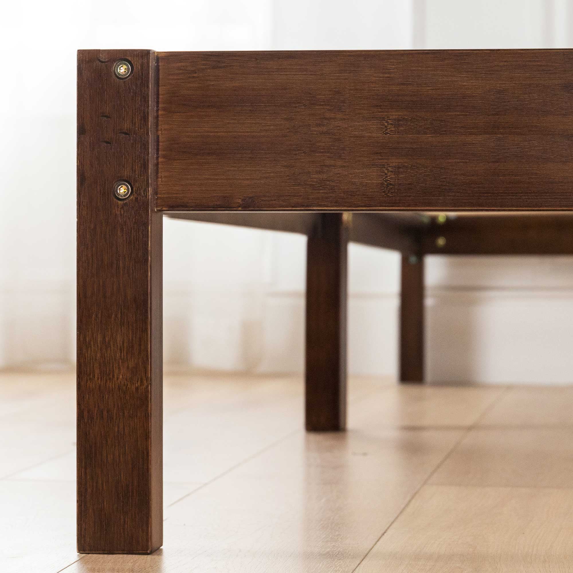 Best Price Mattress Asher 14" Bamboo Wood Platform Bed with Wooden Slats, Coffee, Queen - Image 3