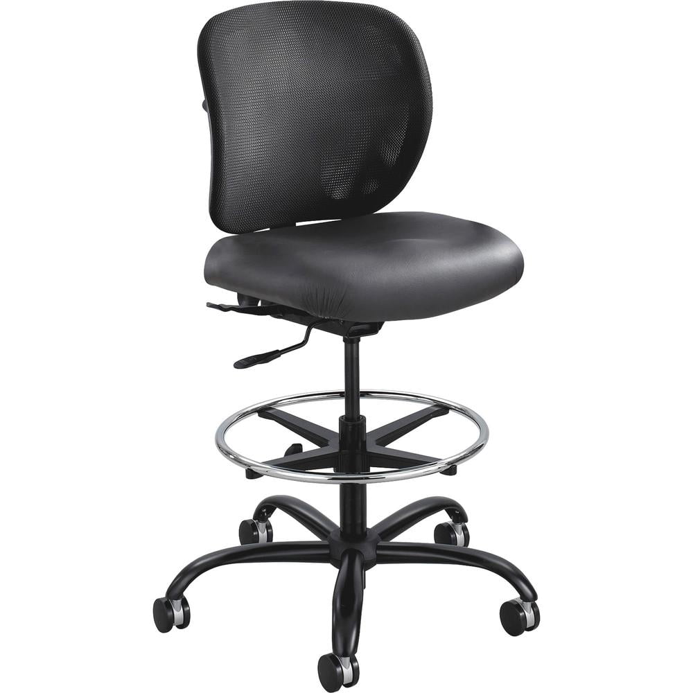 Safco Big and Tall Stool, Heavy Duty Black Vinyl Seat Mesh Back Rated to 400 lbs. - Image 6