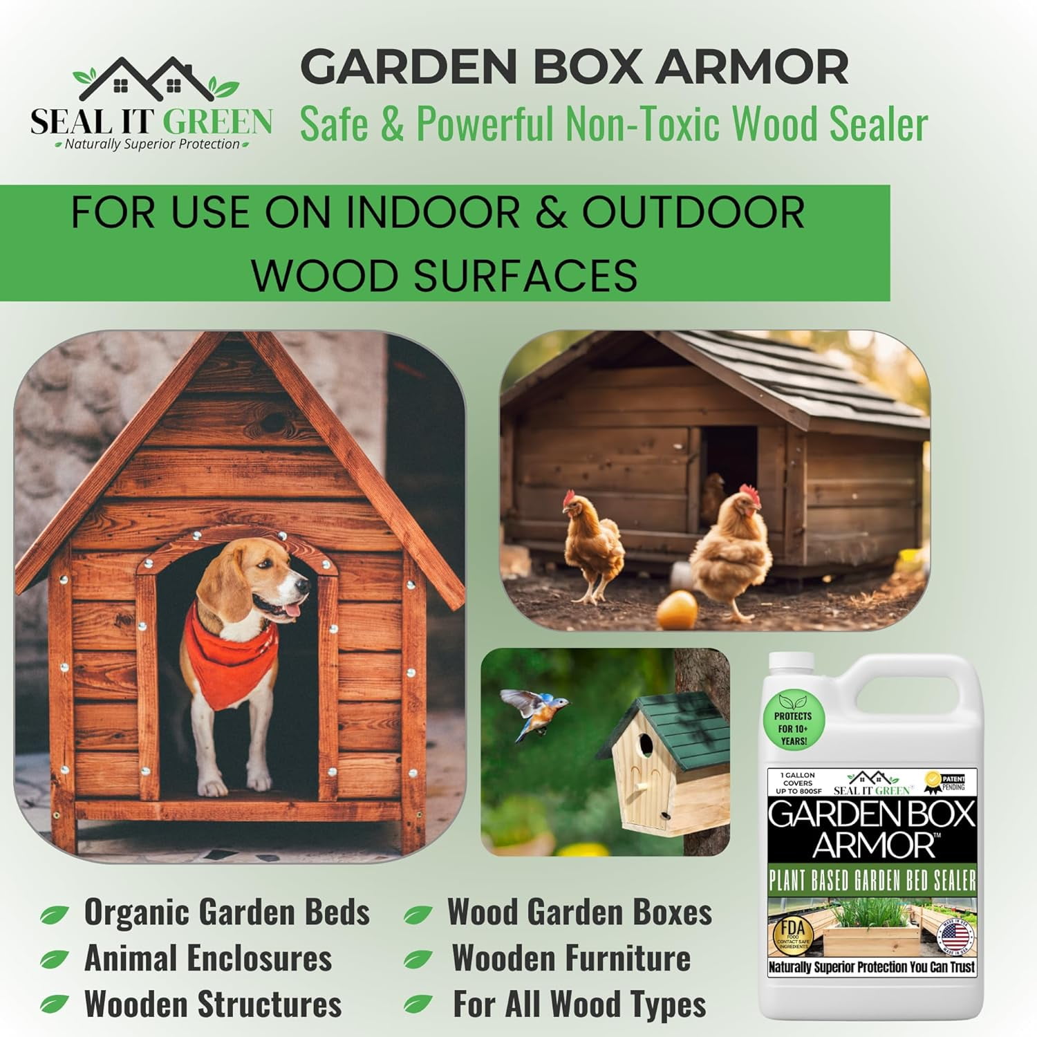 Garden Box Sealer | FDA Food Contact Safe Plant-Based Wood Sealant for Raised Beds, Planters & Pet Houses. Protects All Wood Types from Water & Weather Damage | Eco-Friendly Sustainable Solution - Image 2