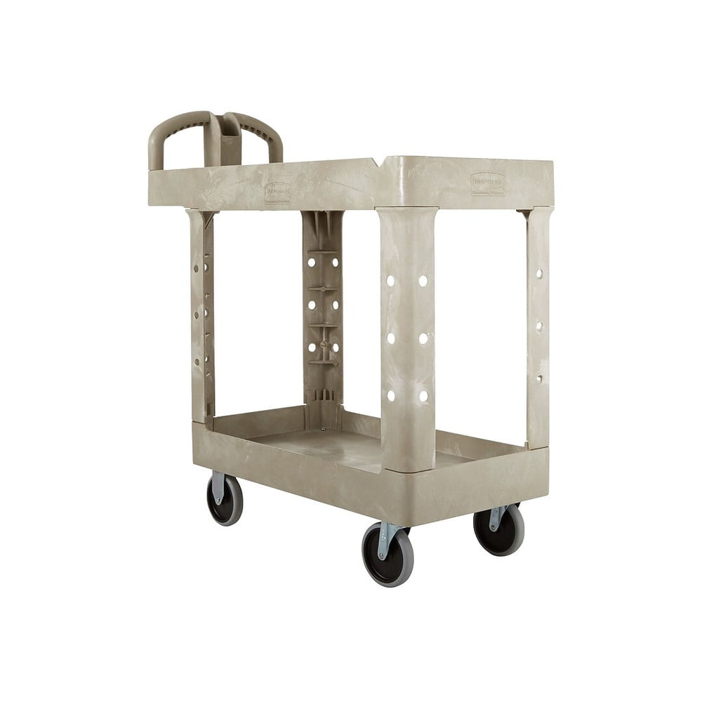 Rubbermaid Commercial Heavy-Duty 2-Shelf 500 lbs. Cap. Utility Cart, 17.13 x 38.5 x 38.88 - Beige - Image 5