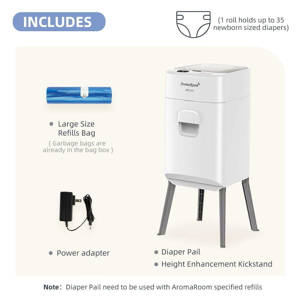 Aroma Room Electric Full-Automatic Odor-Locking Diaper Pail with 36 Count Bags, White - Image 7