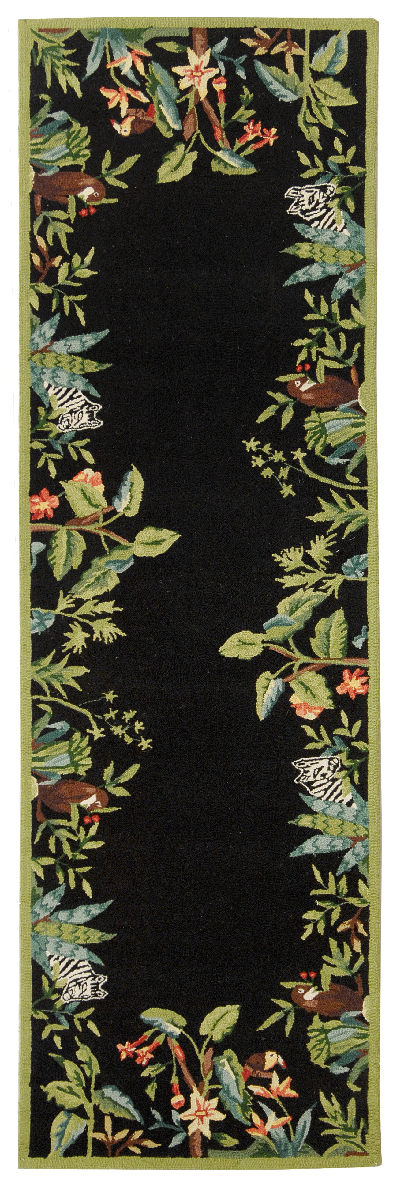 Safavieh Chelsea Deloris Bordered Wool Runner Rug, Black/Green, 2'6" x 12' - Image 3