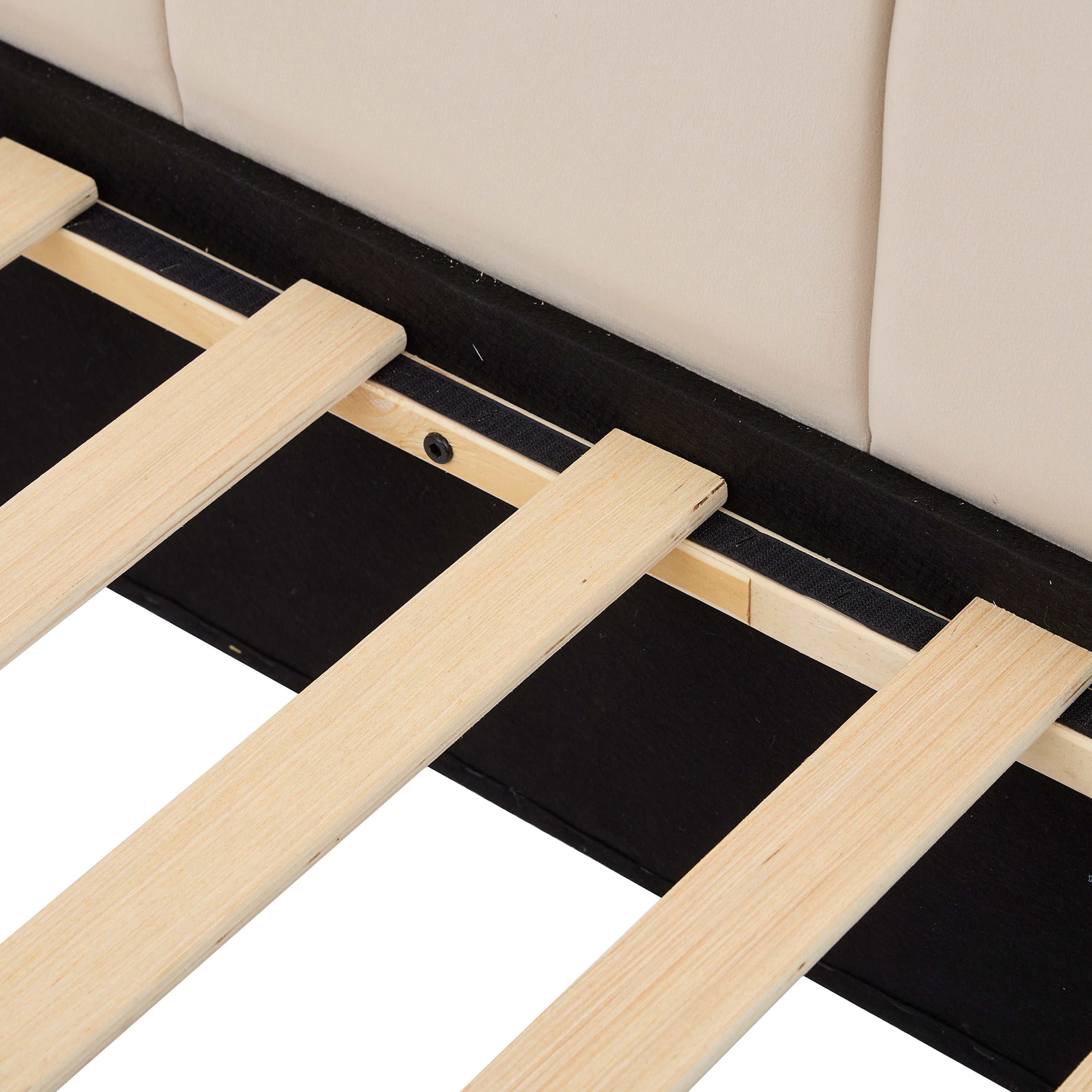 Euroco Upholstered Full Size Daybed with Drawers, Sofa Bed for Kids Teens Adults Bedroom, Beige - Image 9