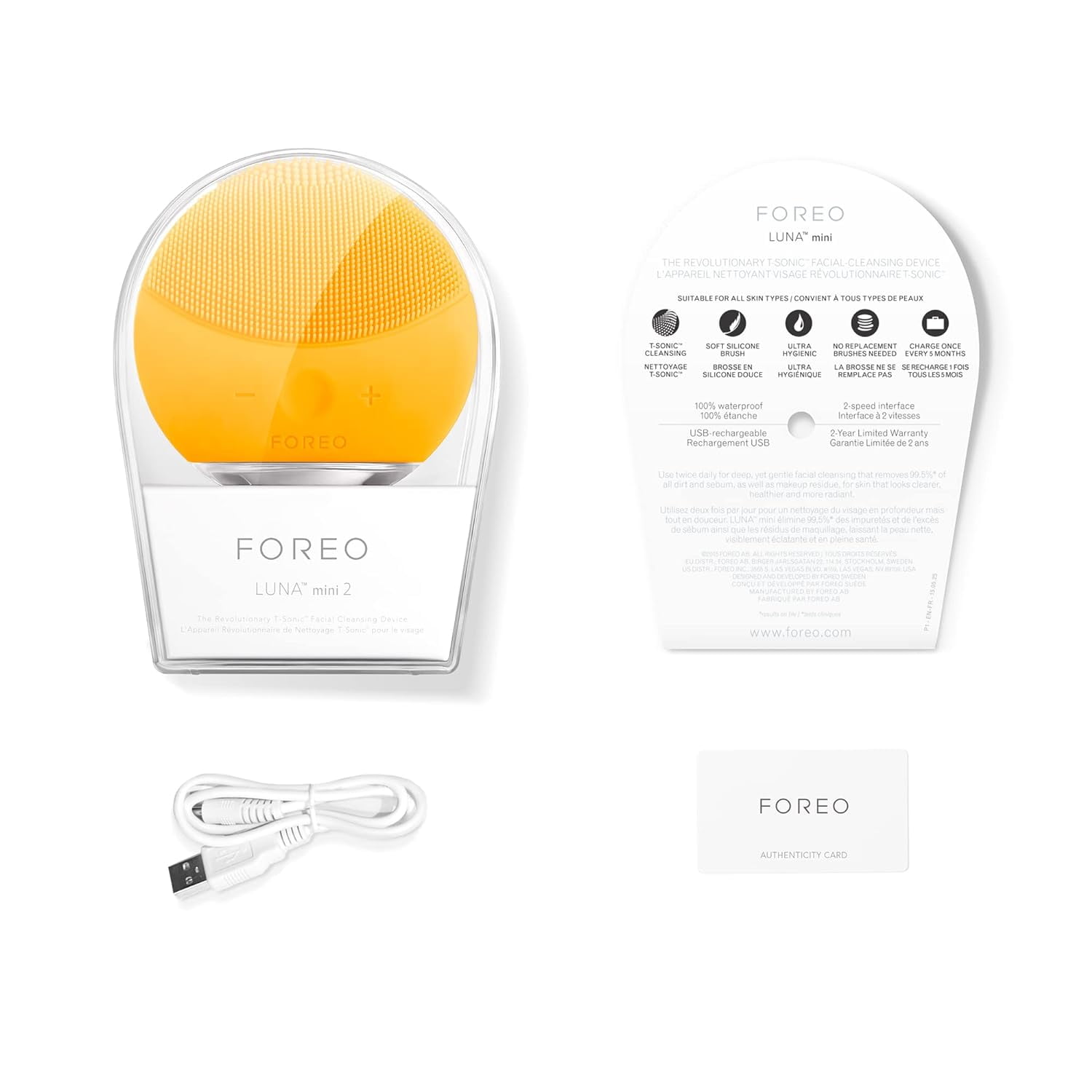 FOREO LUNA Mini 2 Facial Cleansing Brush for All Skin Types with Gentle Exfoliation and Sonic Cleansing, Sunflower Yello - Image 6