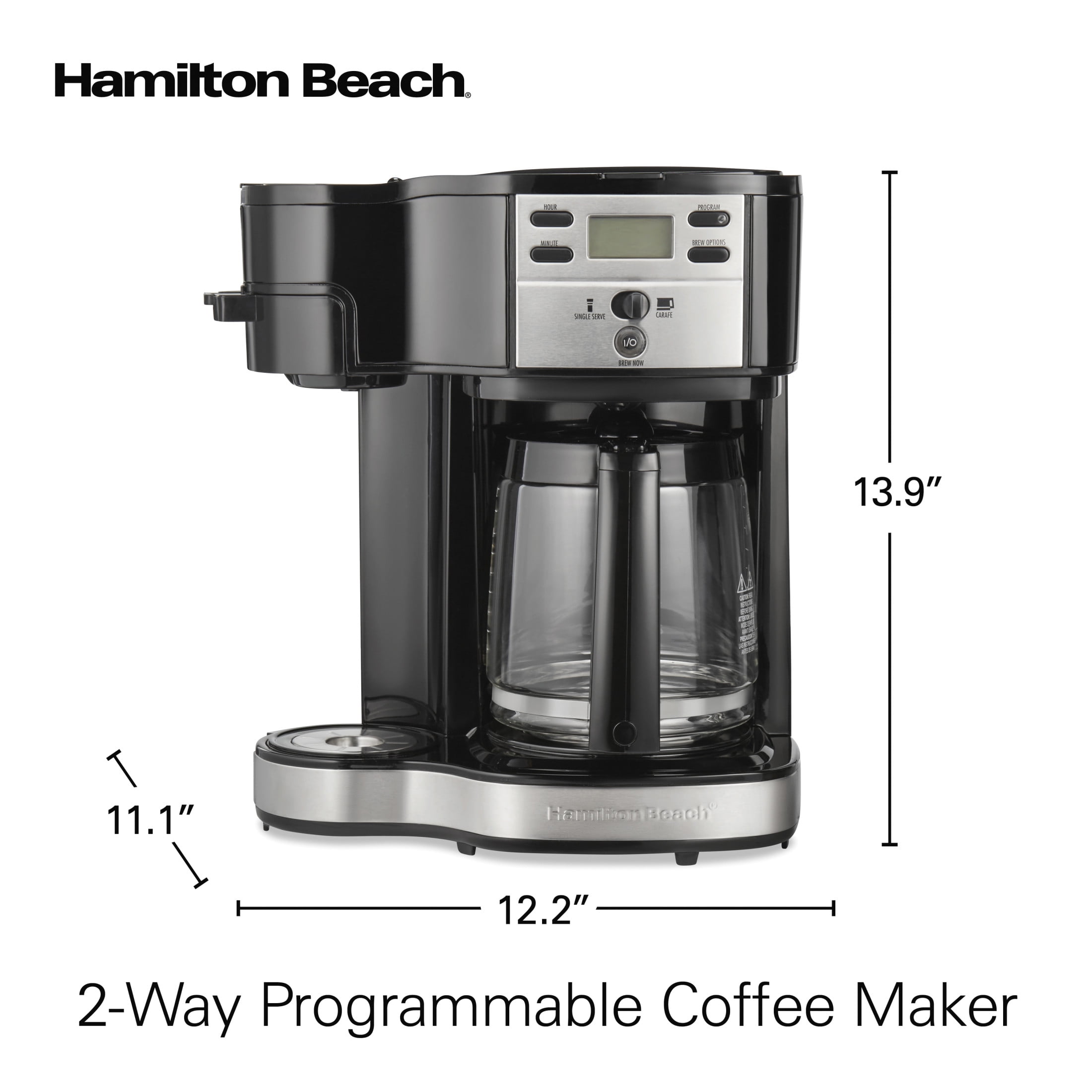 Hamilton Beach 2-Way Programmable Coffee Maker, Single Serve Coffee Maker & 12-Cup Coffee Pot, Black - Image 6