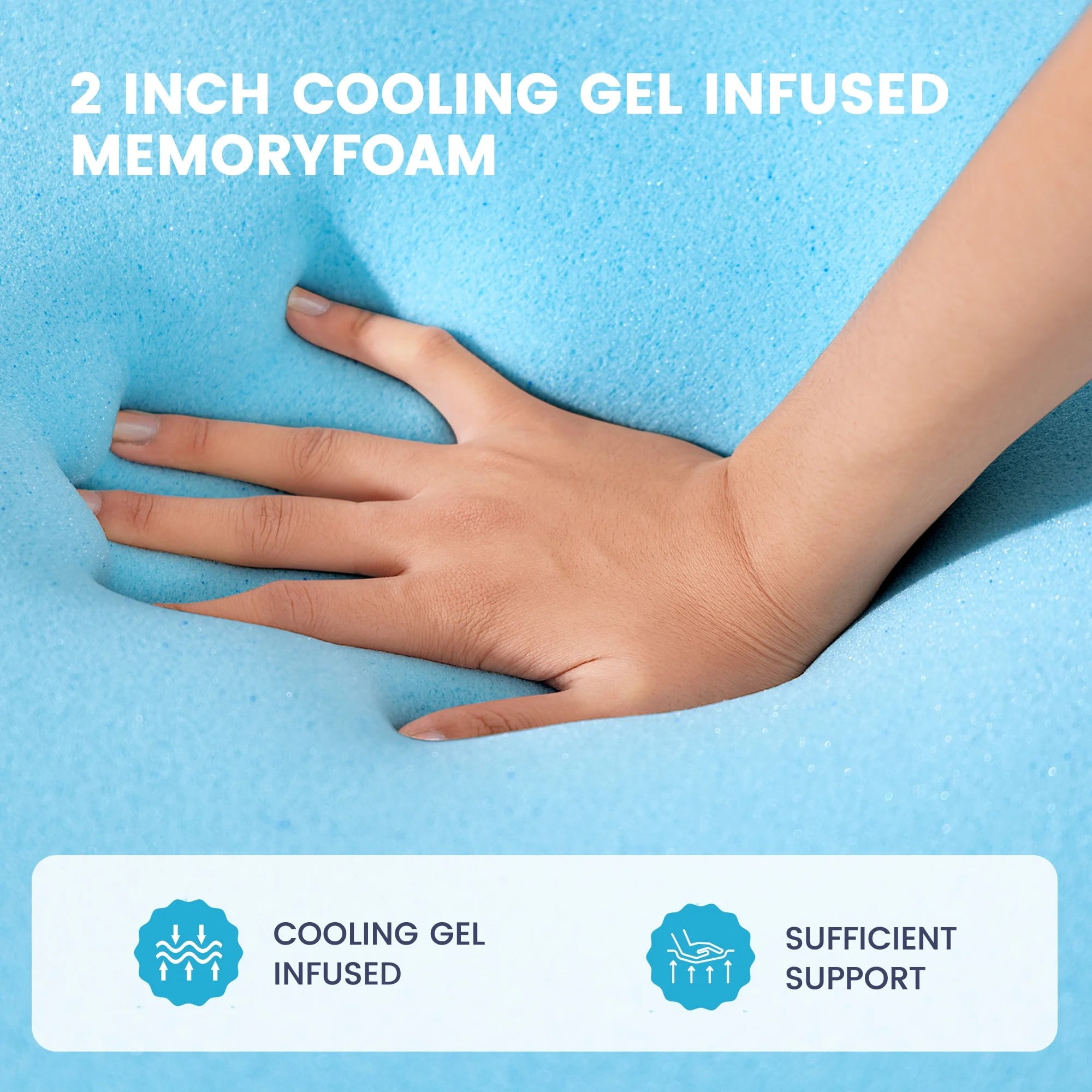 4-Inch Dual Layer Gel Memory Foam Mattress Queen Size, 2-Inch Cooling Gel Memory Foam Plus 2-Inch 100% 400TC Ultra Thick Soft Mattress Pillow Cover, Cool Comfort, Breathable Pressure Reduction - Image 6