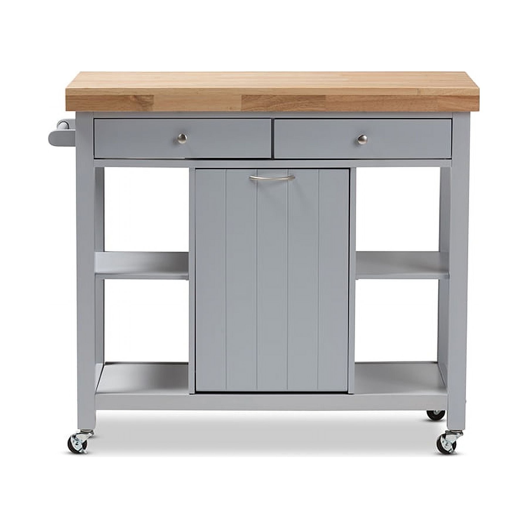 Baxton Studio Hayward Coastal and Farmhouse Light Grey Wood Kitchen Cart - Image 6