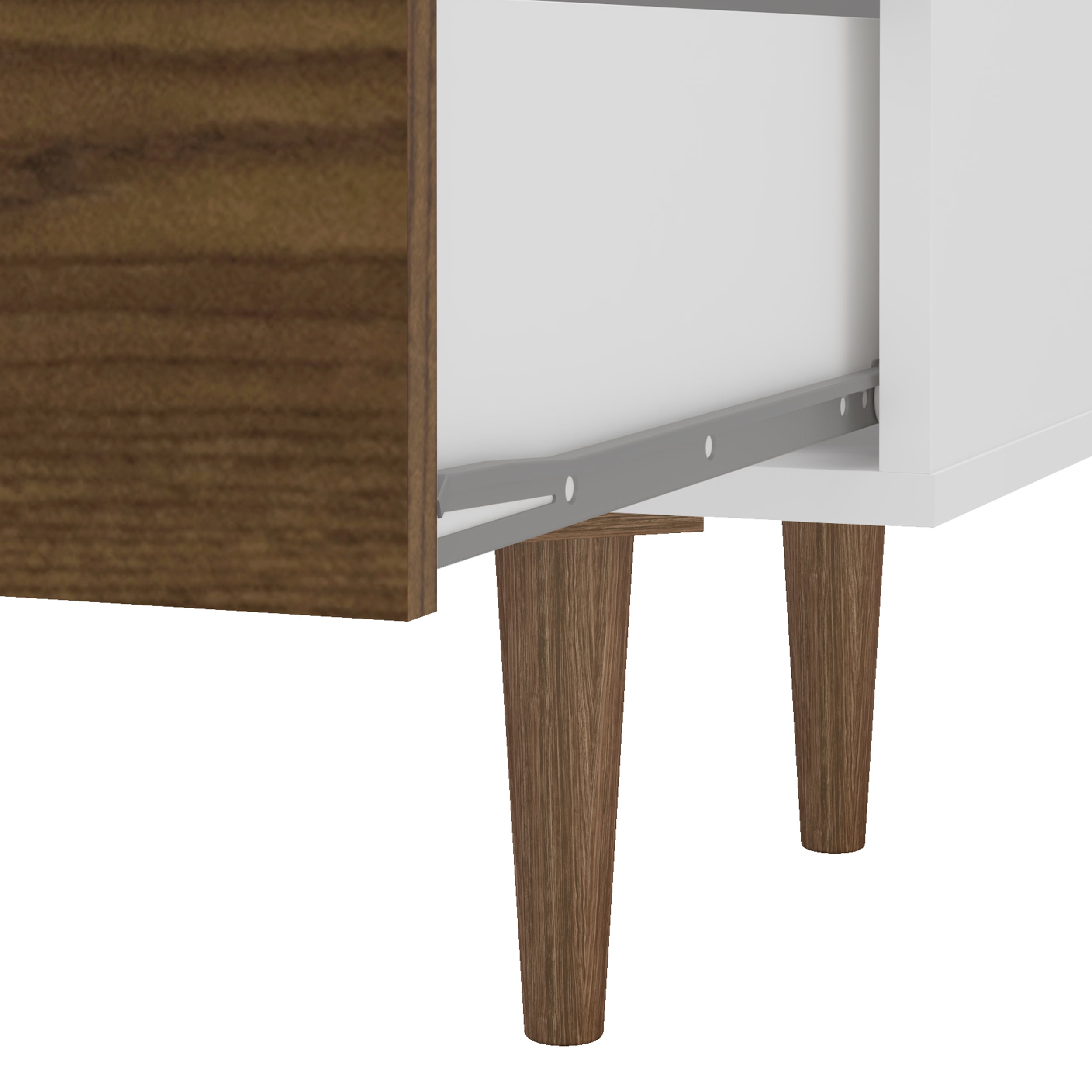 Polifurniture Pasadena Modern Sideboard with 2 Doors and 3 Drawers, White & Walnut - Image 9
