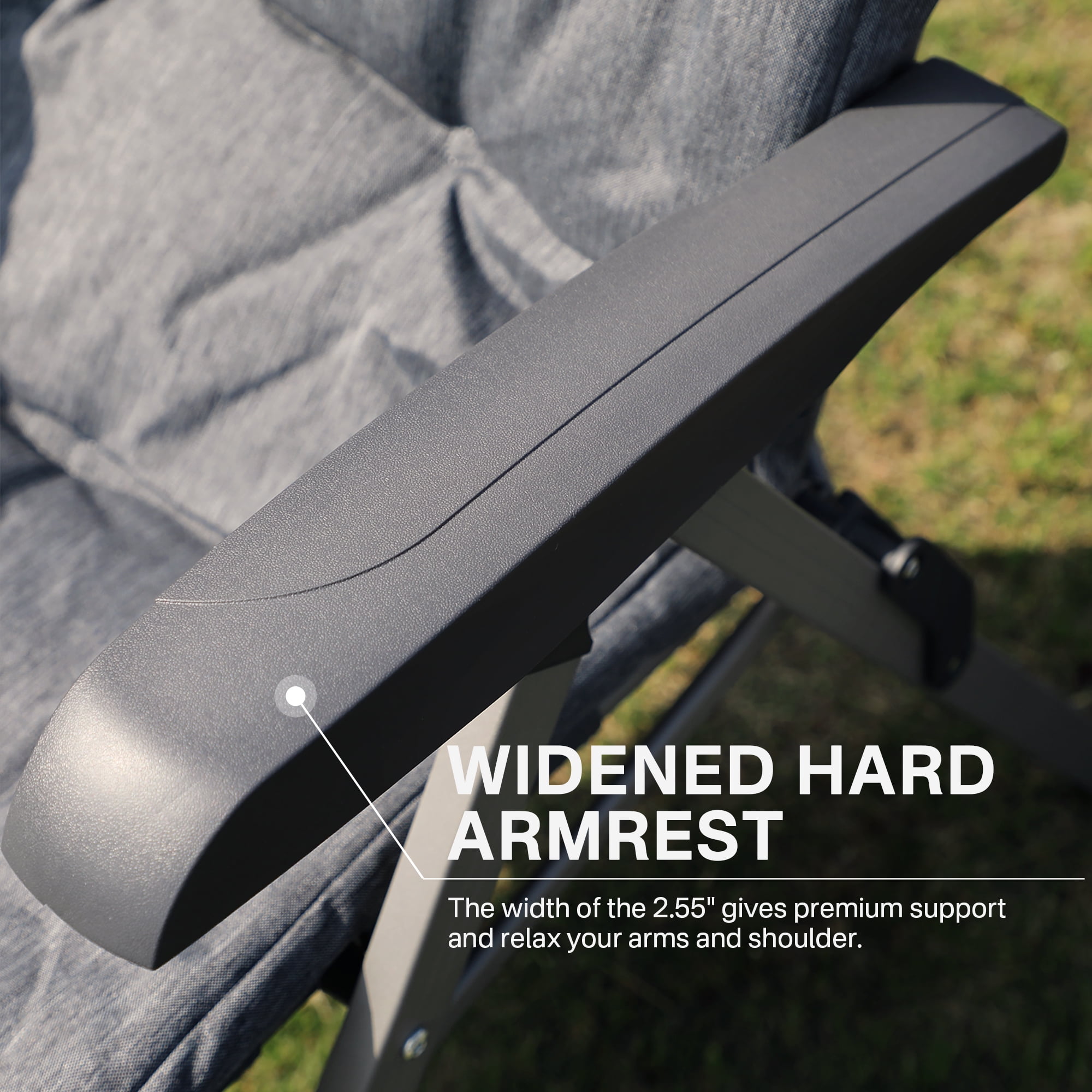 Padded Camping Recliner Chair, Adjustable Folding Reclining Chair with High Back, Supports 300 lbs, Gray - Image 8