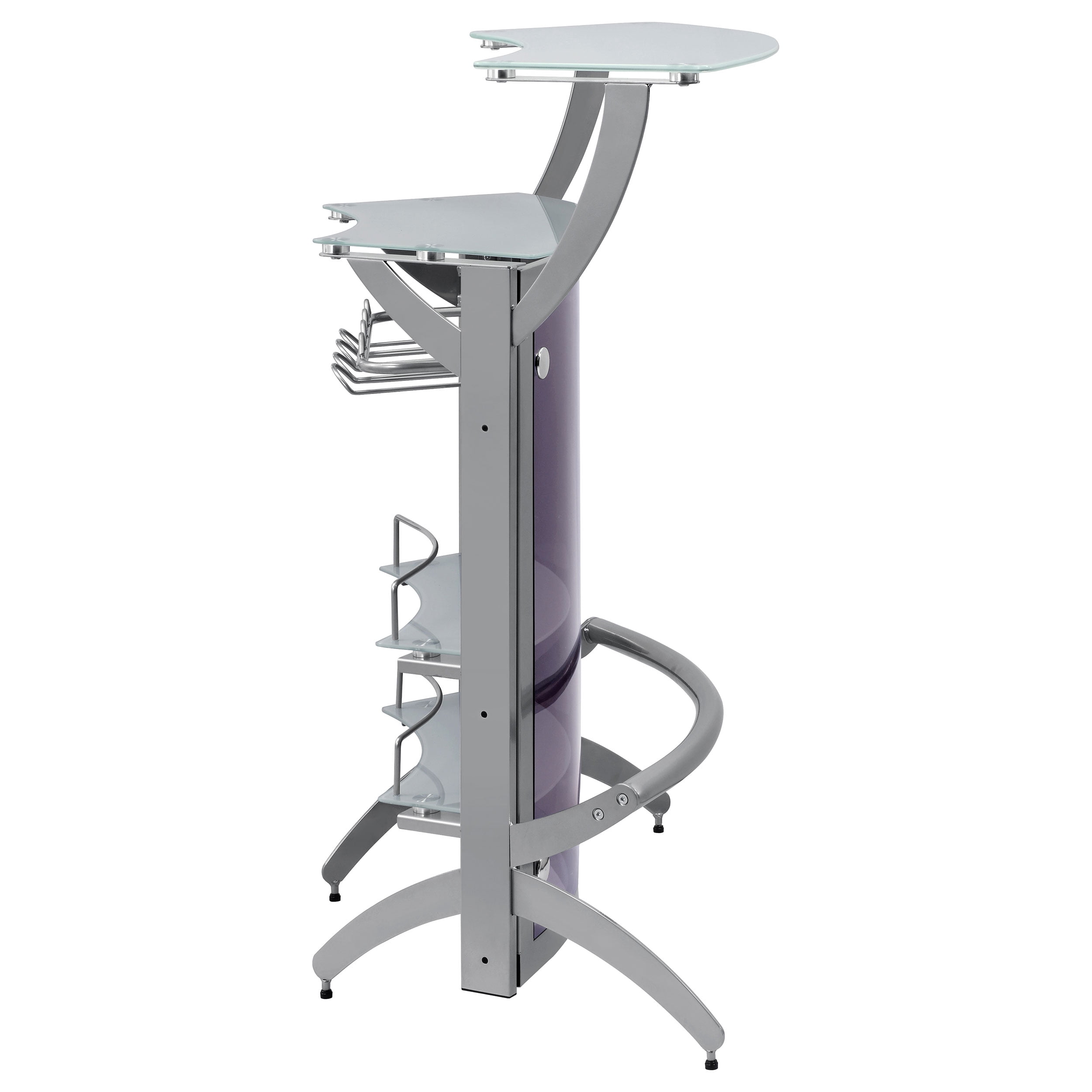 Dallas 2-shelf Curved Freestanding Home Bar Cabinet Silver - Image 4