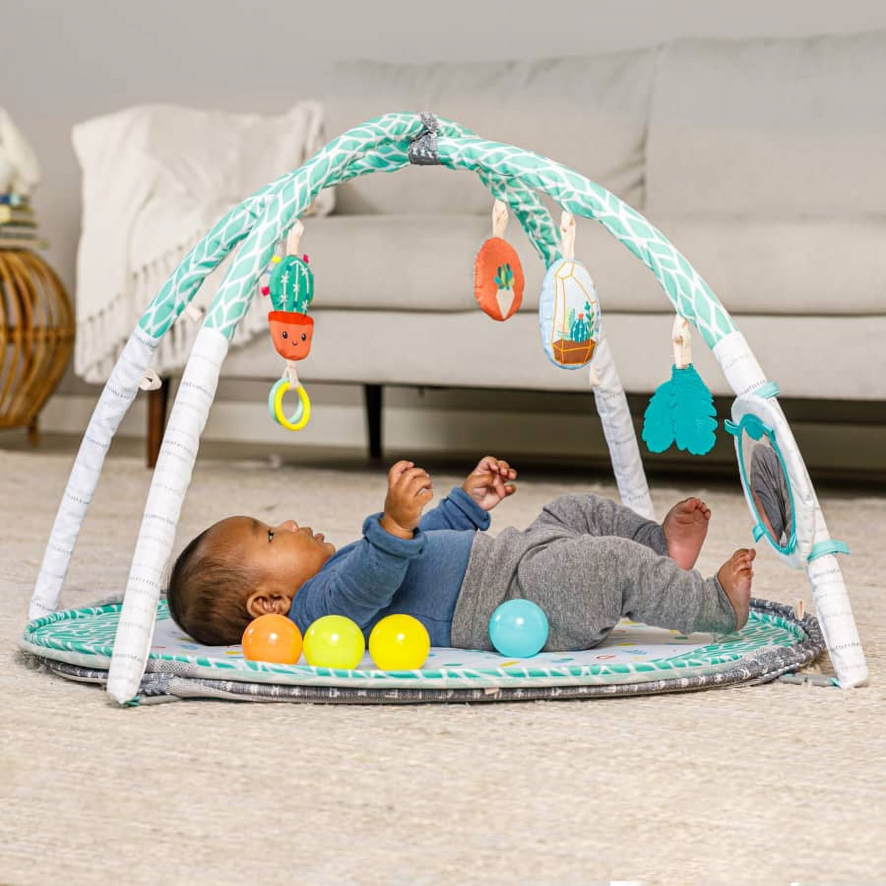 Infantino 4-in-1 Jumbo Baby Activity Gym with Ball Pit, 6-12 Months, Green Succulent - Image 4