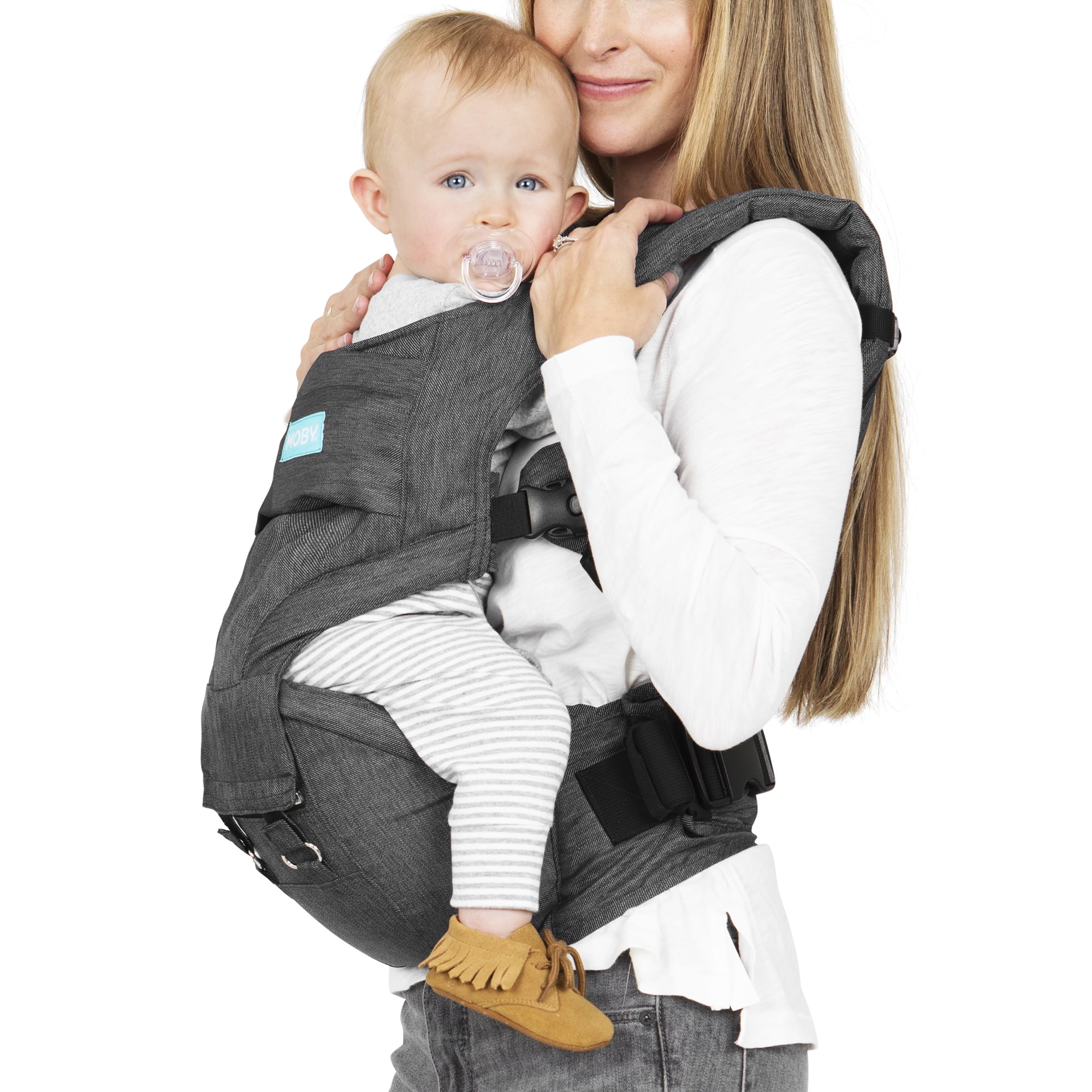 Moby Wrap 2-in-1 Baby Carrier + Hip Seat in Grey - Image 3