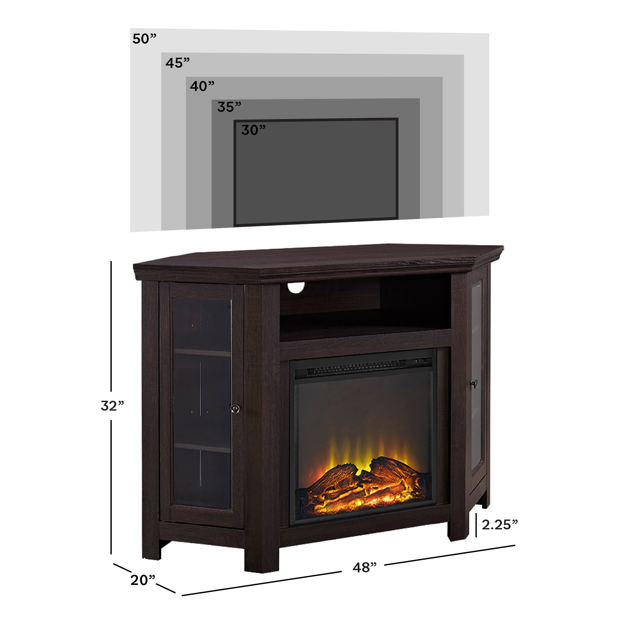 Walker Edison Espresso Corner Fireplace TV Stand for TVs up to 50" - Image 5