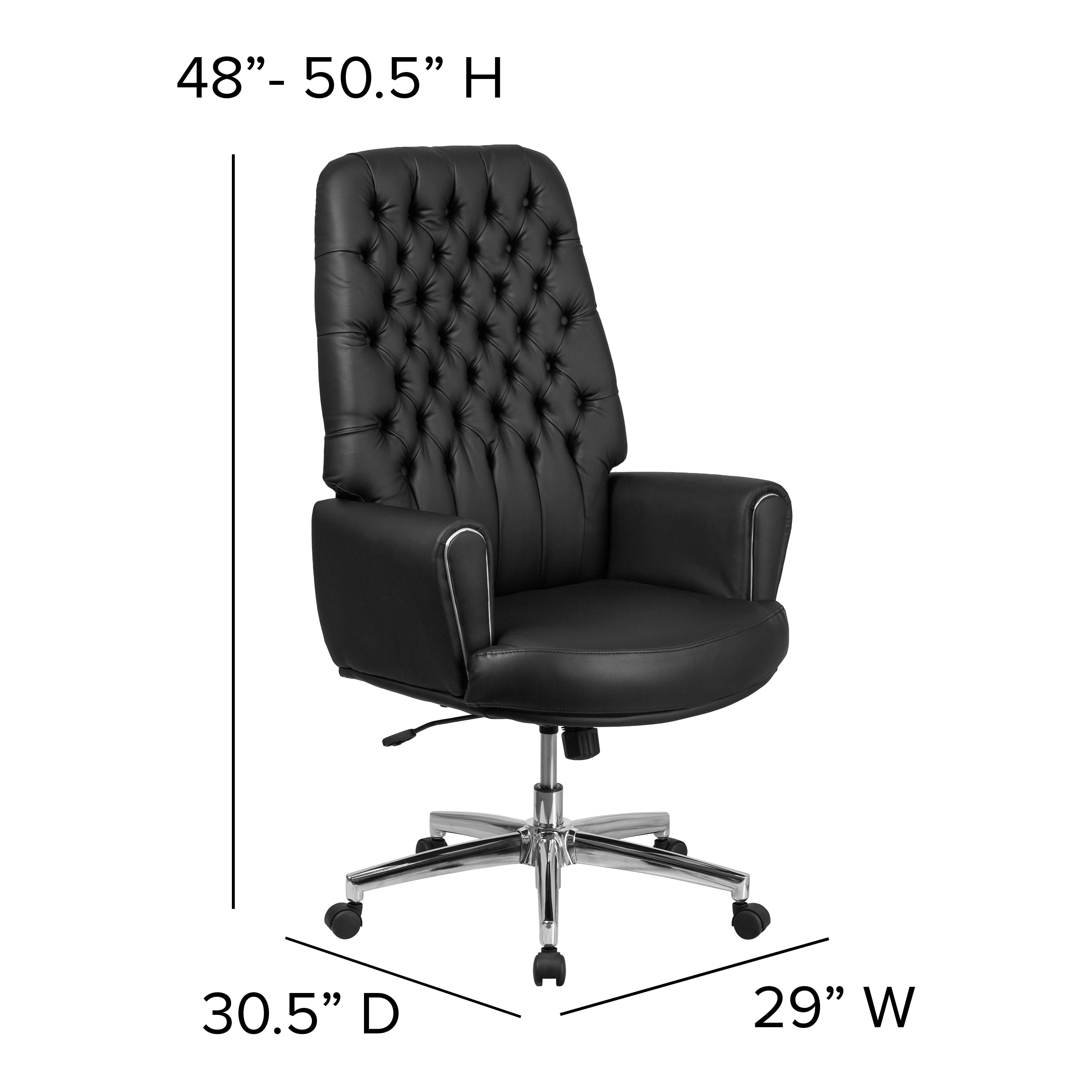 Flash Furniture Hansel High Back Traditional Tufted Black LeatherSoft Executive Swivel Office Chair with Silver Welt Arms - Image 5