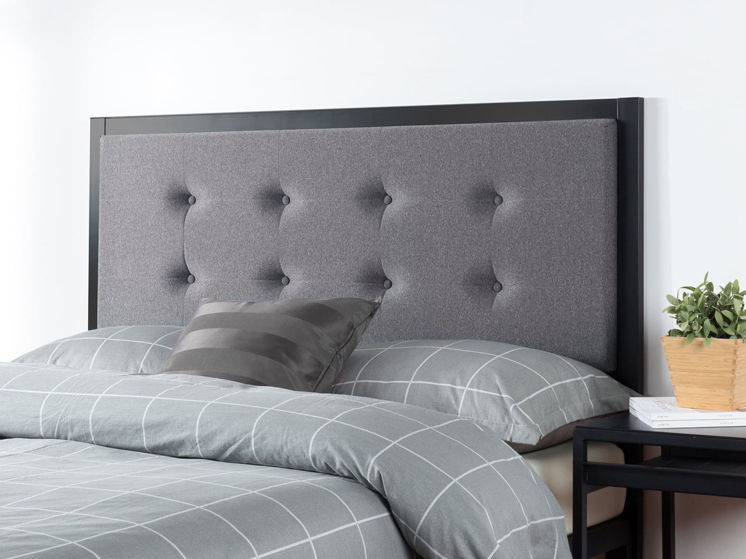 Zinus Barbara Upholstered Metal Headboard, Twin, Gray - Image 3