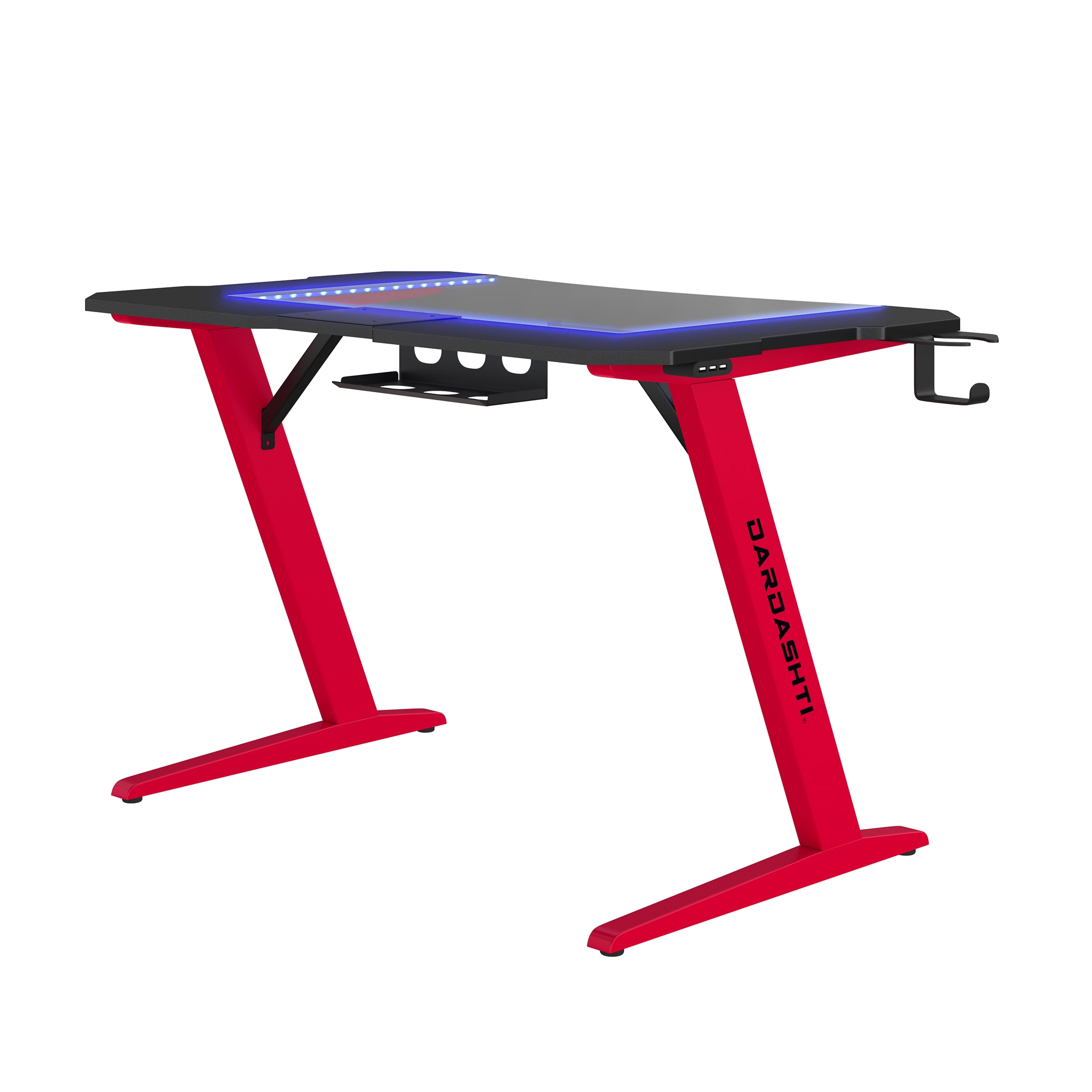 Dardashti 29.72" Gaming Desk with built in LED Lights in Ruby Red - Image 9