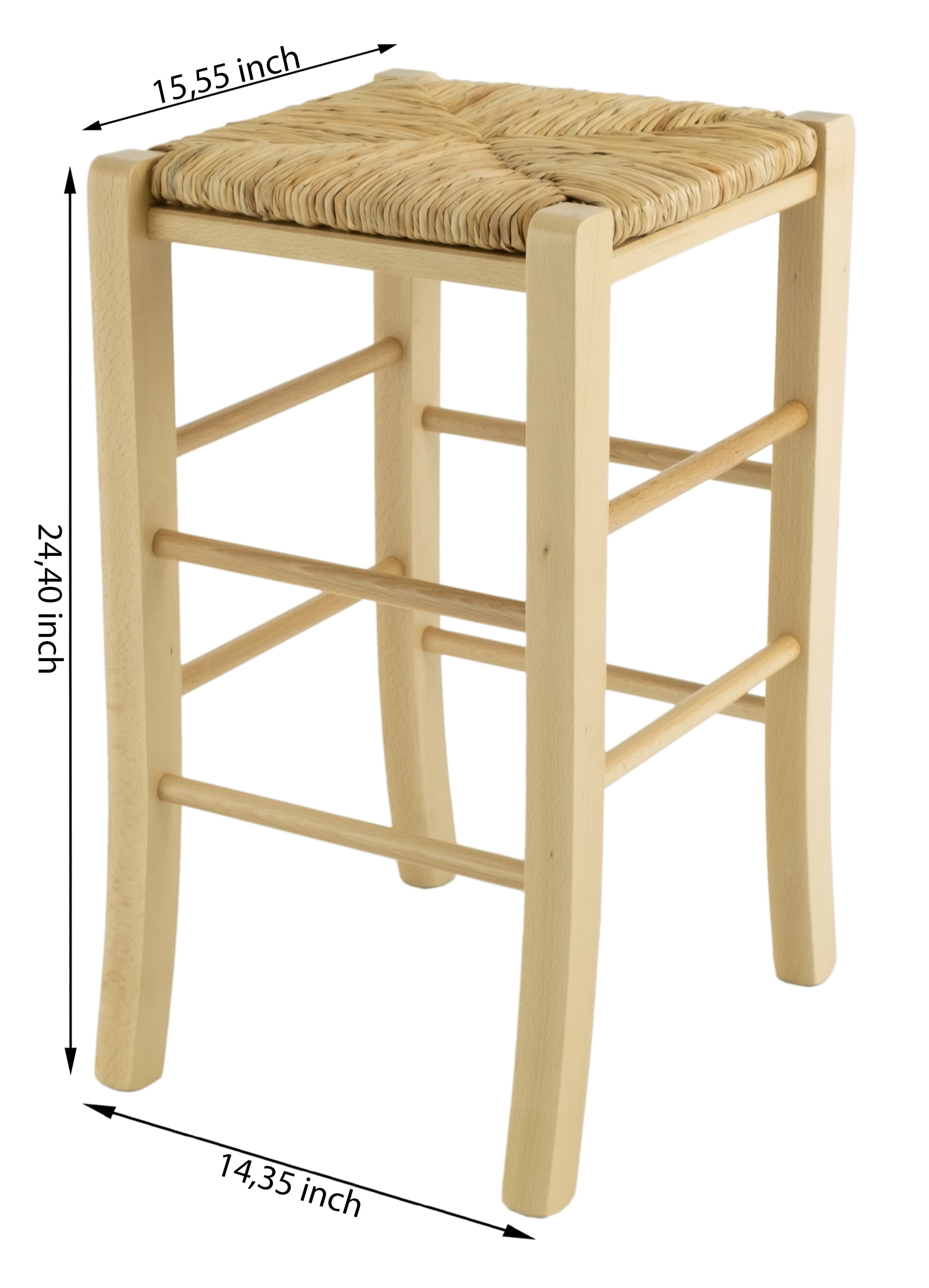 Linon Ivica 24.4" Backless Counter Stools, Set of 2, Natural with Handwoven Rush Seat - Image 4