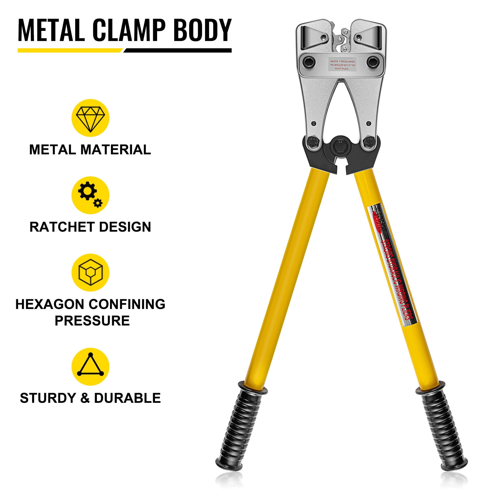 VEVOR Battery Cable Crimping Tool 10-120 mm2, Cable Lug Crimping Tool for Heavy Duty Wire Lugs, Battery Cable Crimper for AWG 8-4/0, Hexagon Lug Crimping Tool for Wire Cable Cutting and Crimping - Image 6
