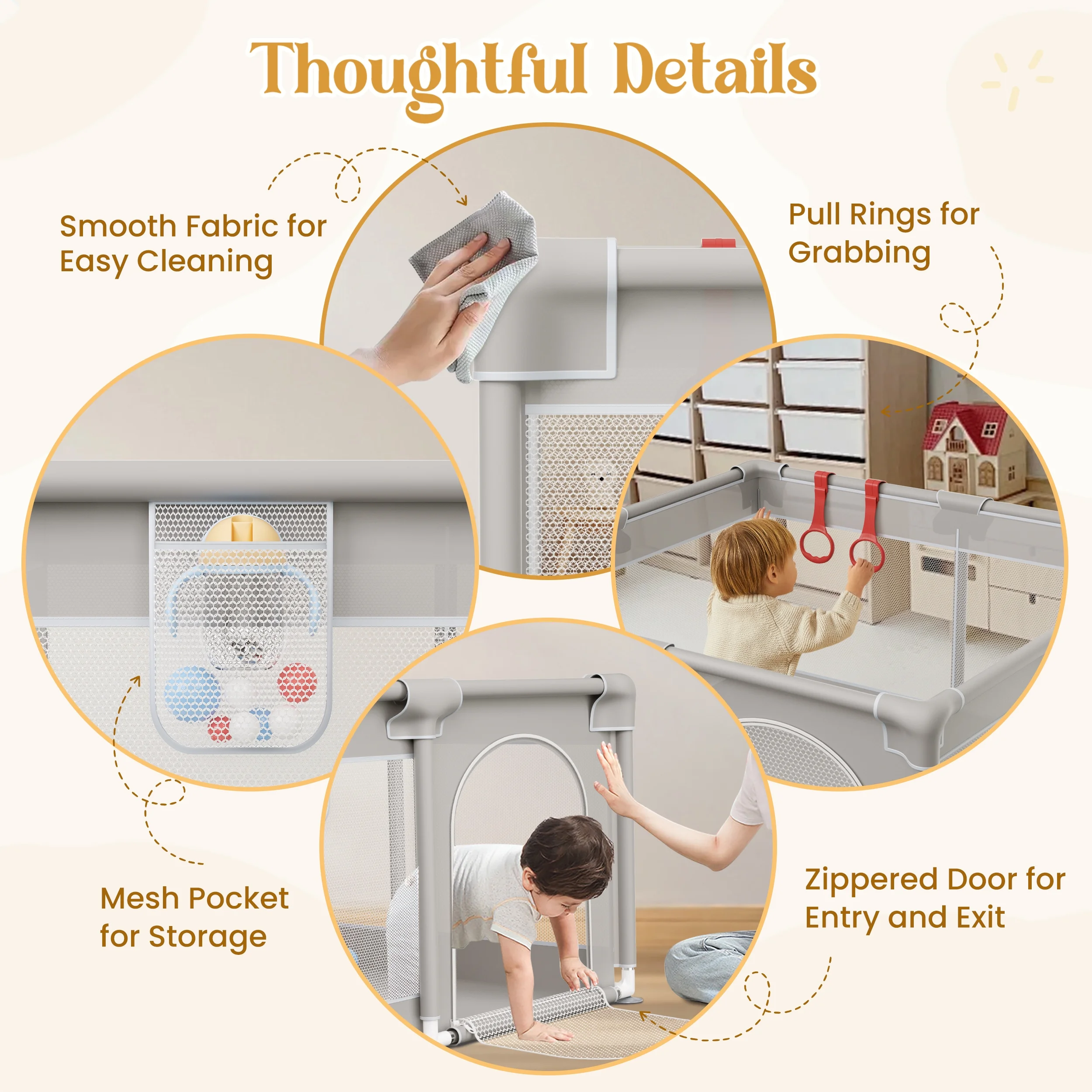 RELOIVE Baby Playpen, 50x50 inch Large Playpen for Babies and Toddlers Sturdy Safety Baby Play Yard with Breathable Mesh Baby Activity Center Play Pen for Indoor & Outdoor - Image 5