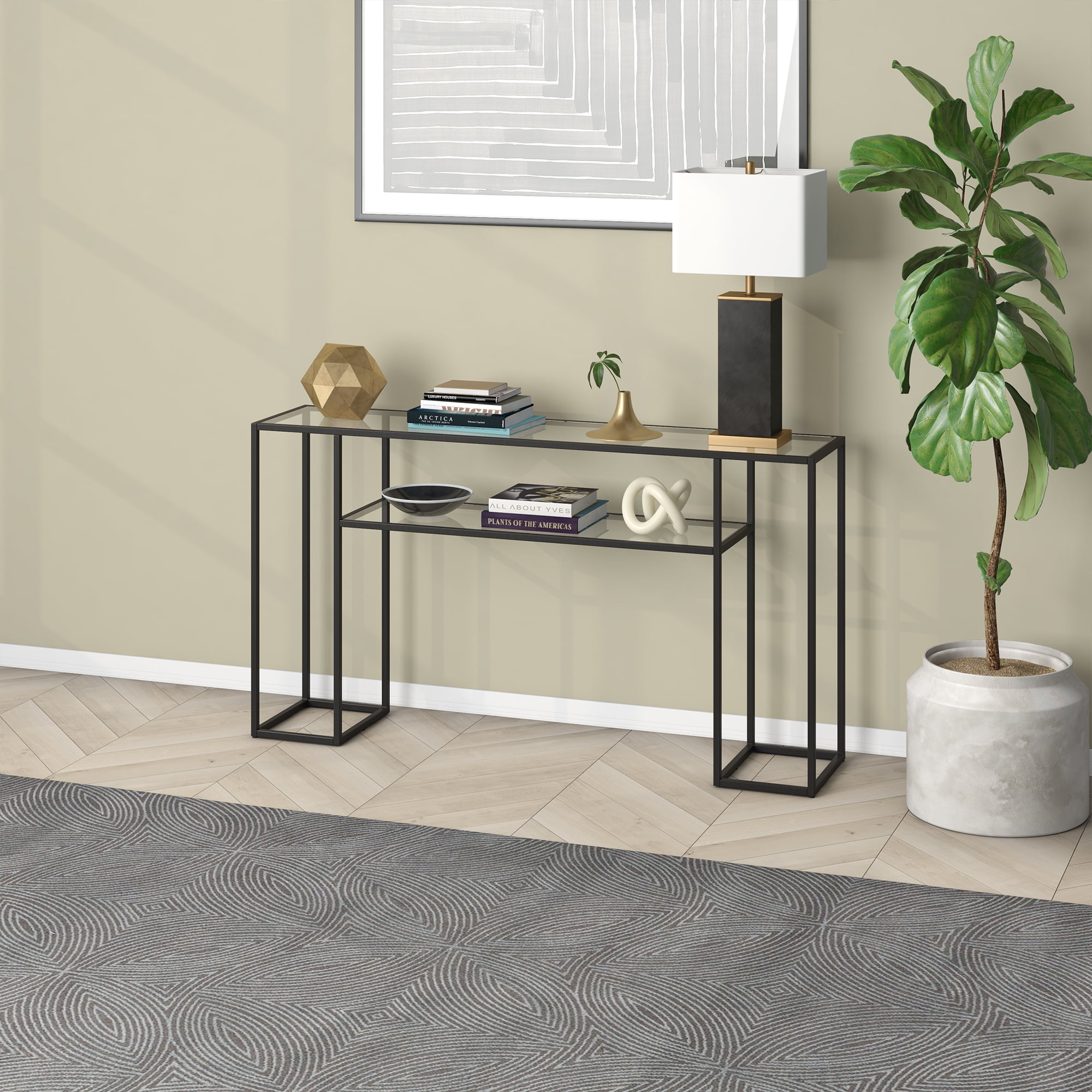 Evelyn&Zoe Marilyn 55" Wide Rectangular Console Table, Blackened Bronze - Image 8