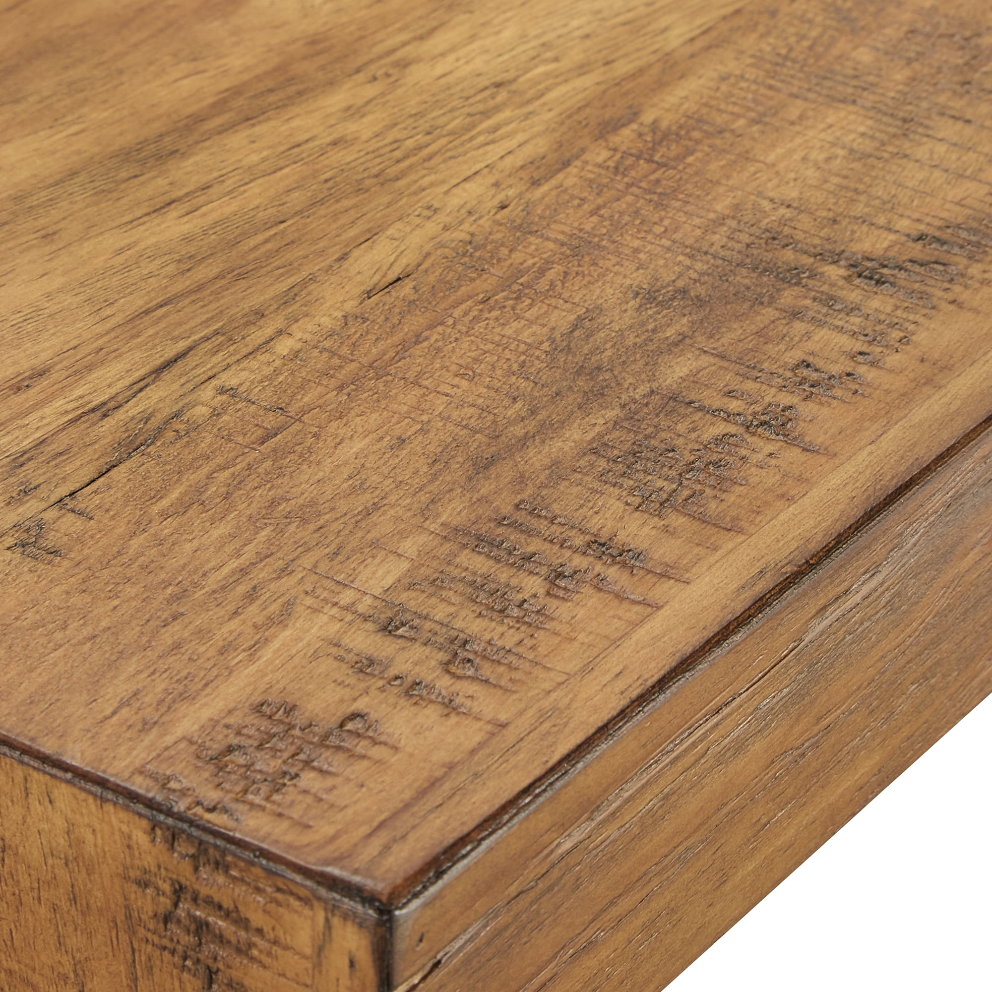 Weston Home Westyn Rustic X Base Wood Console Table with Shelf, Oak - Image 6