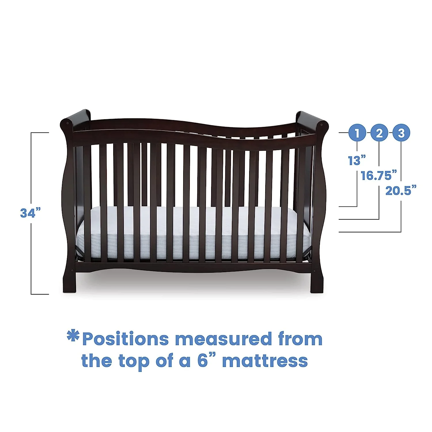 Delta Children Brookside 4-in-1 Convertible Crib, Dark Chocolate - Image 2