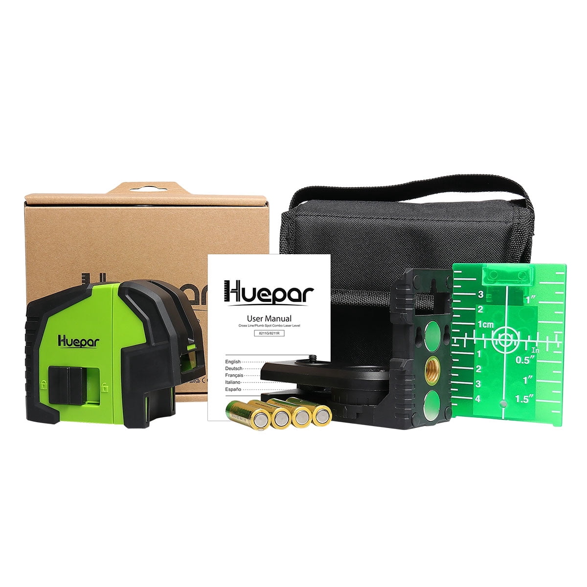 Huepar Cross Line Laser Level Green Beam Self-Leveling Laser Leveler Tools with 2 Plumb Dots 8211G - Image 9