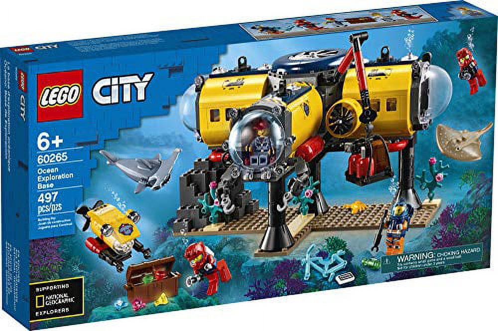 LEGO City Ocean Exploration Base Playset 60265, with Submarine, Underwater Drone, Diver, Sub Pilot, Scientist and 2 Diver Minifigures, Plus Stingray and Hammerhead Shark Figures (497 Pieces) - Image 6