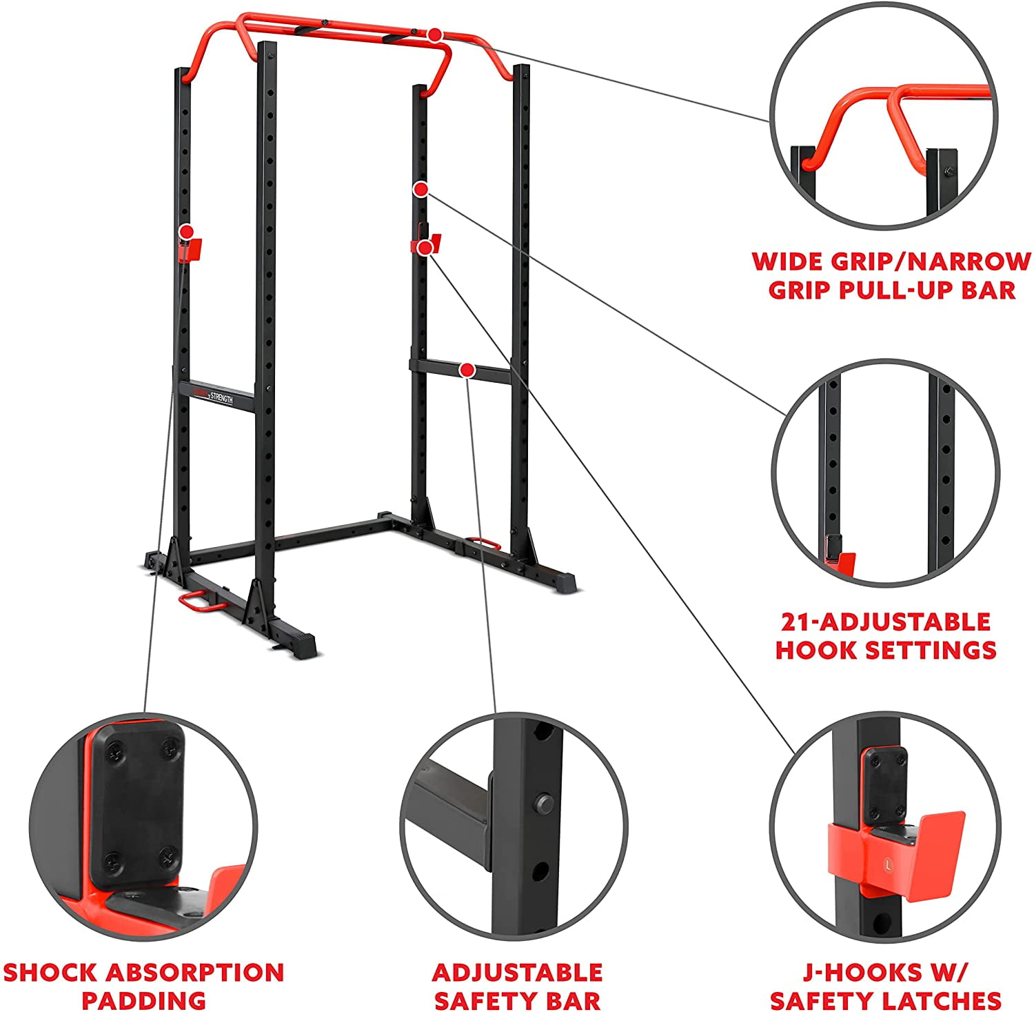 Sunny Health & Fitness 1000LB Capacity Multi-Function Adjustable Weight Cage Power Rack - Image 6