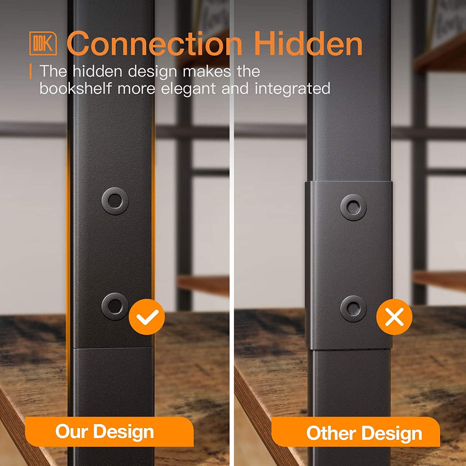 5 Tier Ladder Bookshelf, Industrial Open Bookcase Storage Organizer, Modern Tall Book Shelf for Bedroom, Living Room and Home Office, Rustic Brown - Image 10