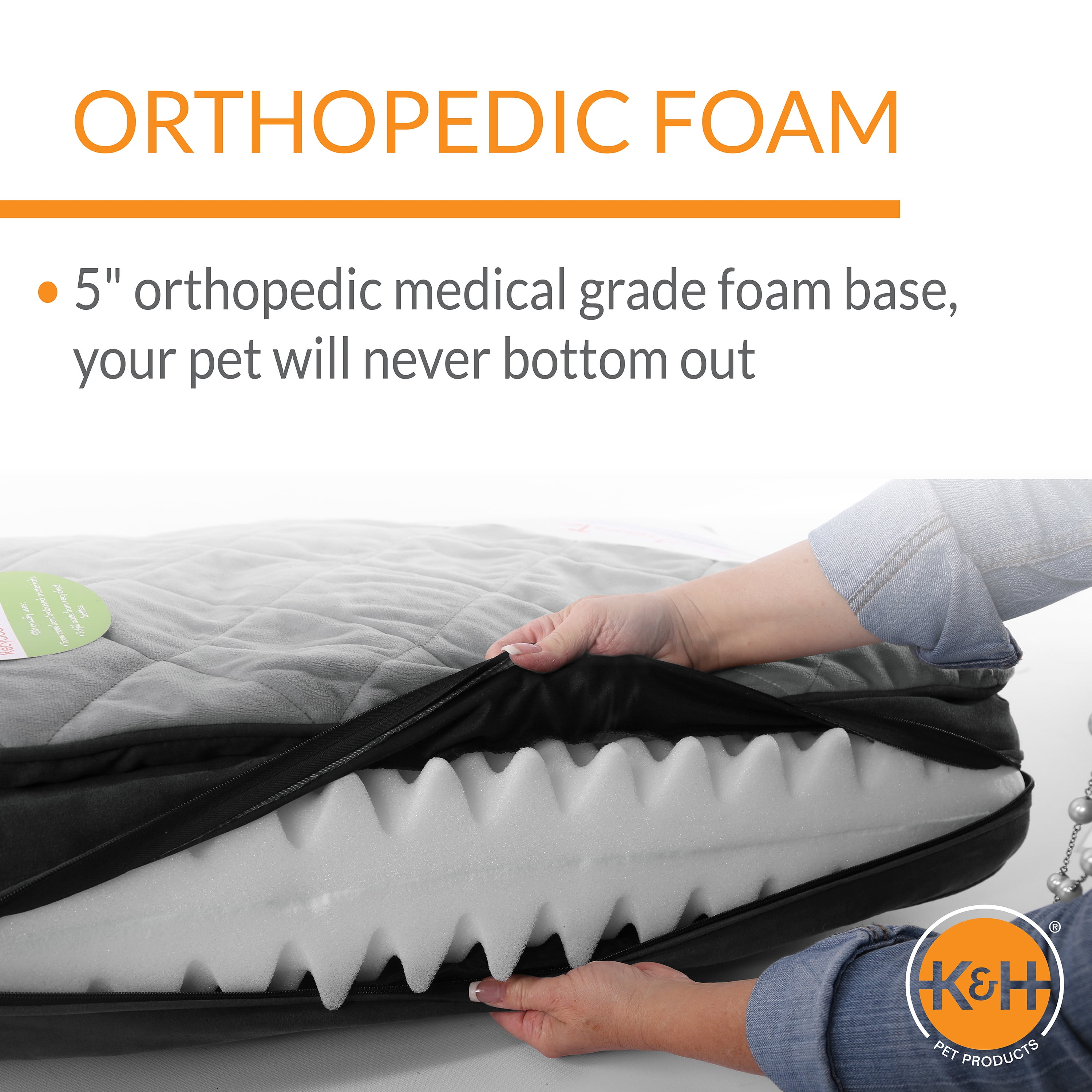 K&H Pet Products Feather-Top Orthopedic Dog Bed Charcoal/Gray Large 40 X 50 Inches - Image 6