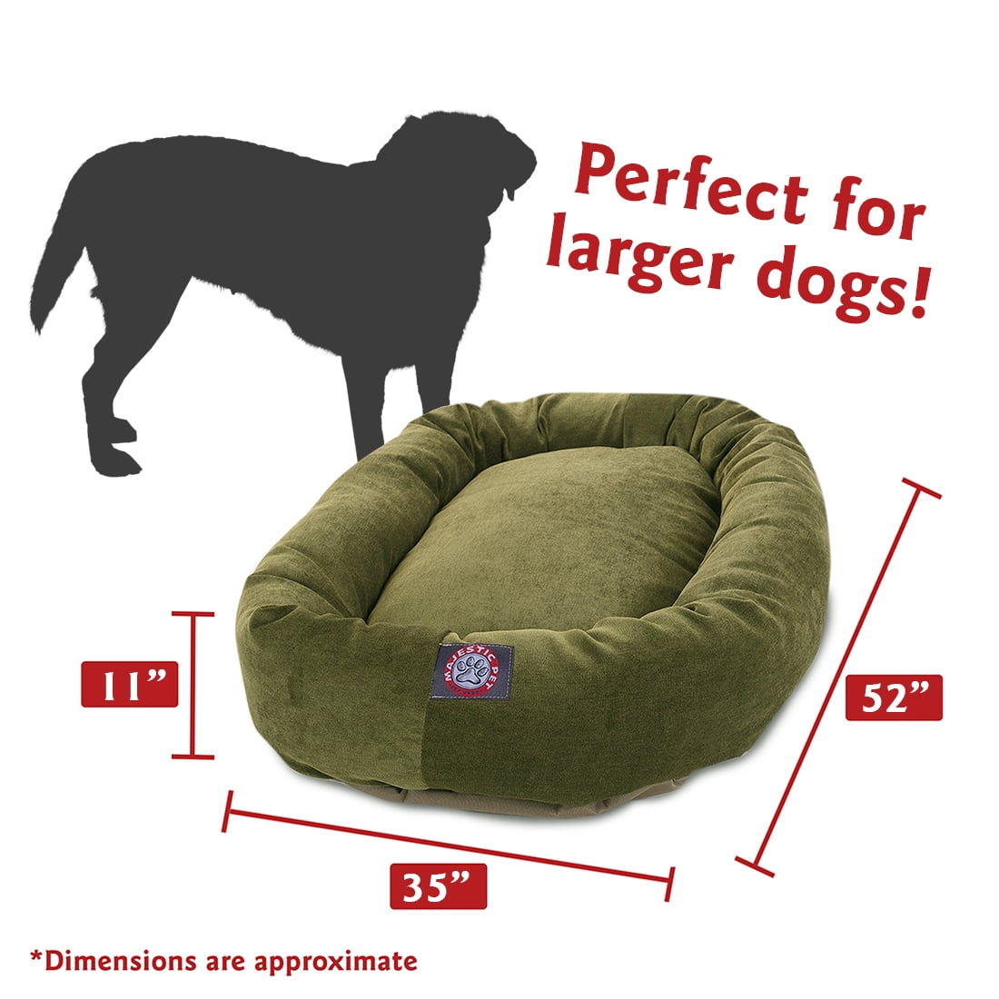 Majestic Pet Villa Velvet Bagel Pet Bed for Dogs, Calming Dog Bed Washable, Extra Large, Fern - Image 4