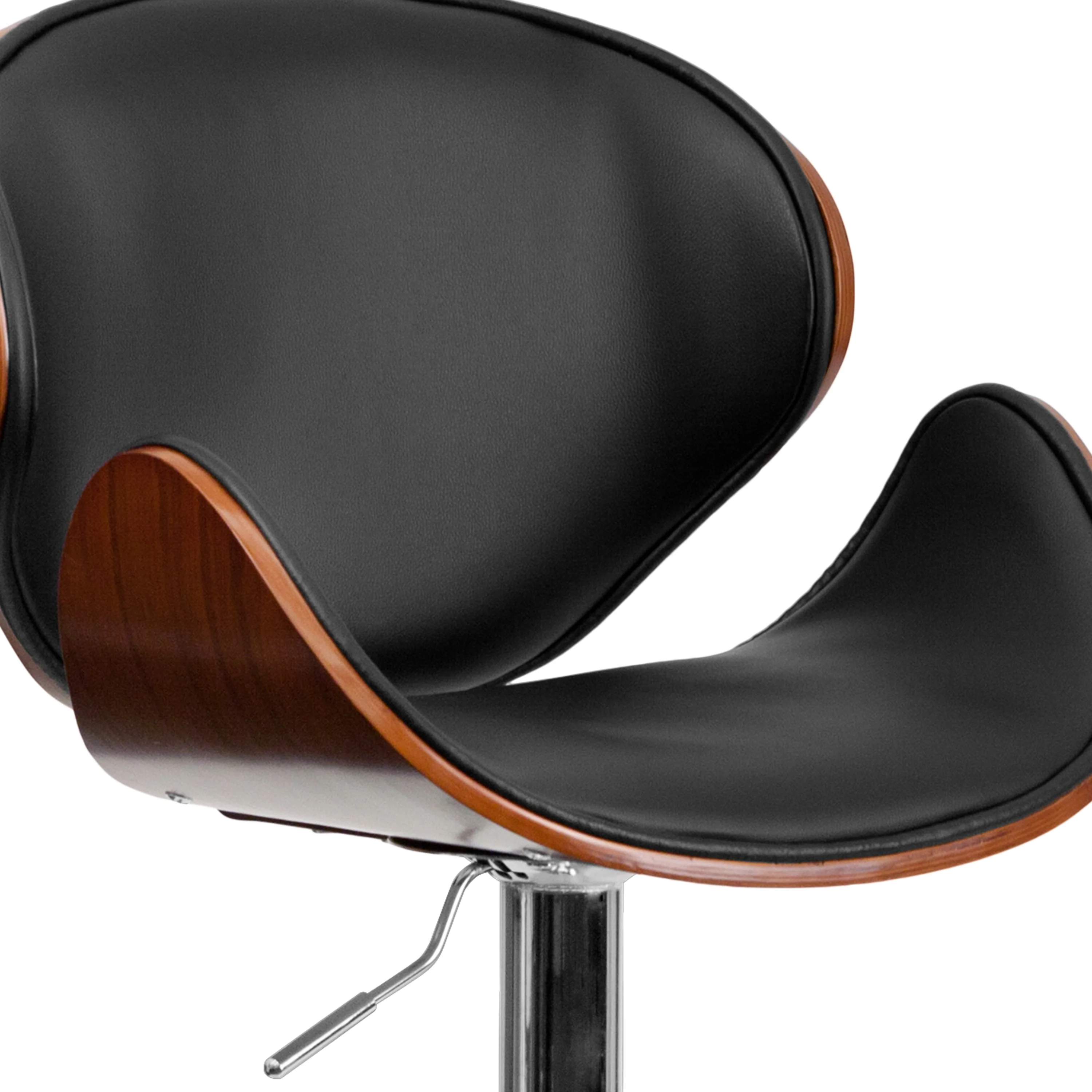 Flash Furniture Farley Walnut Bentwood Adjustable Height Barstool with Curved Back and Black Vinyl Seat - Image 11