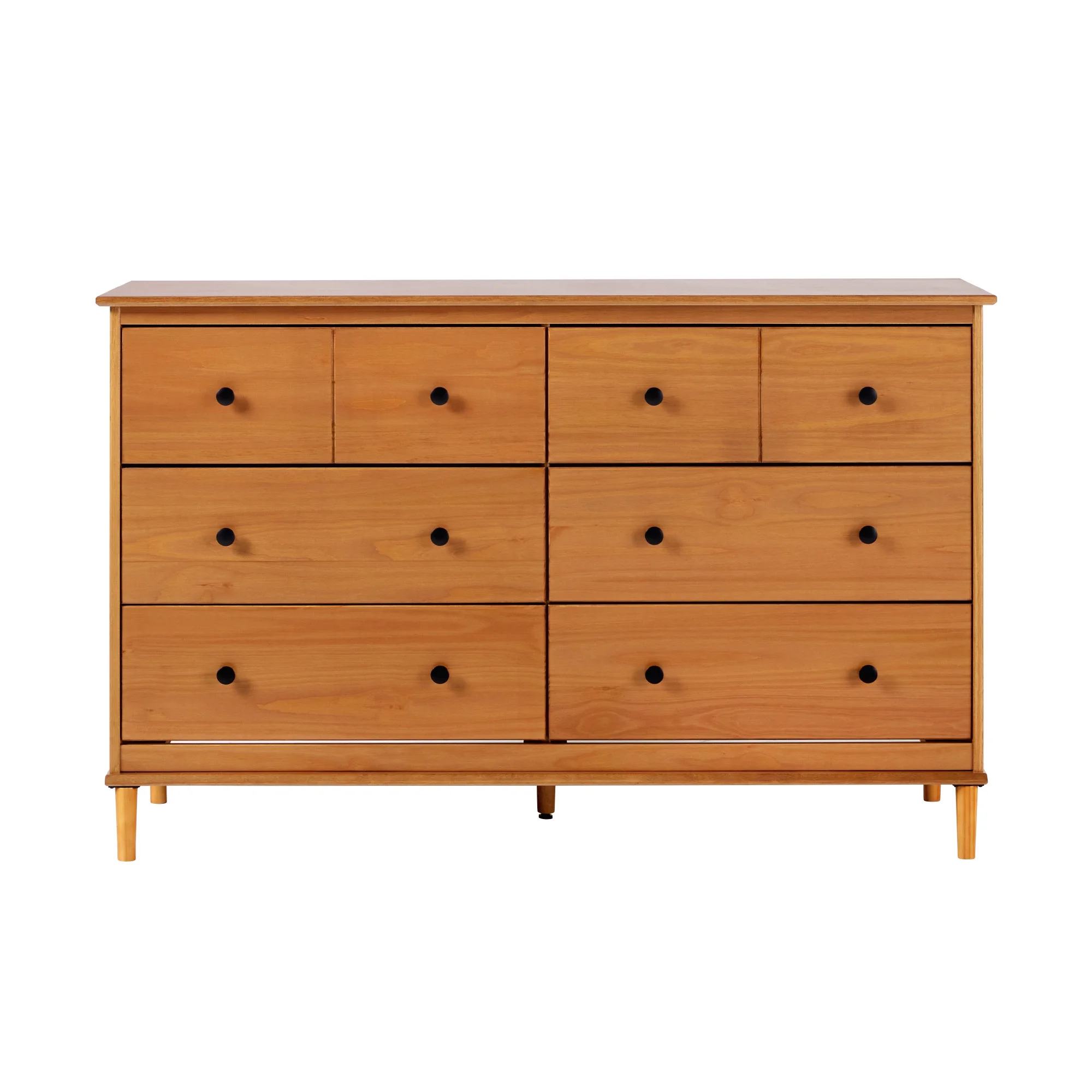 Walker Edison Mid-Century Modern 6-Drawer Solid Wood Dresser, Caramel - Image 6