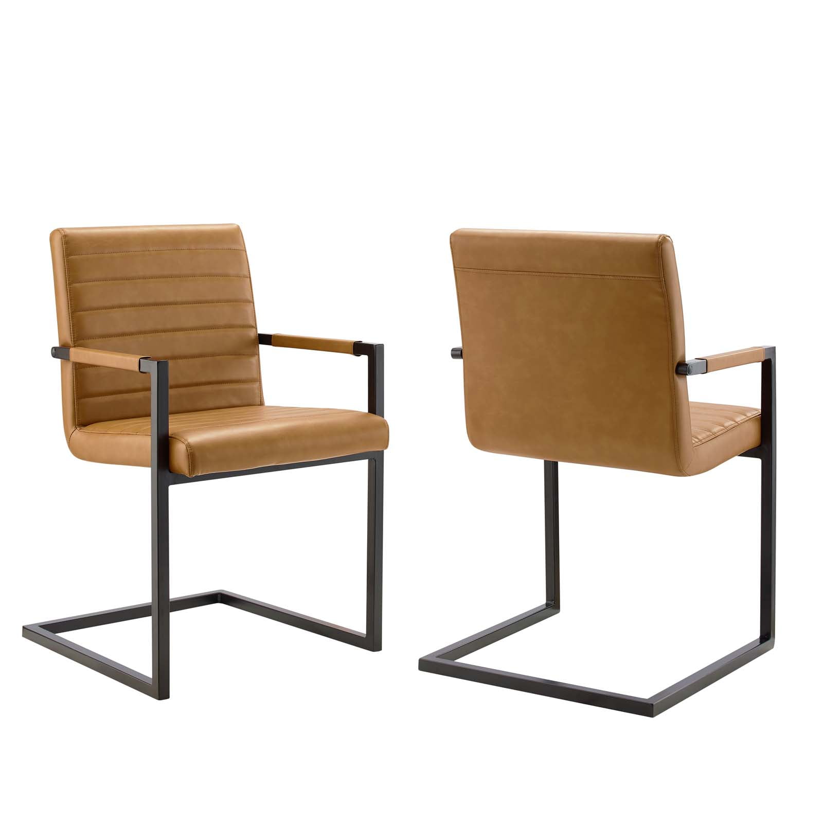 Modway Savoy Vegan Leather Dining Chairs - Set of 2 in Tan - Image 6