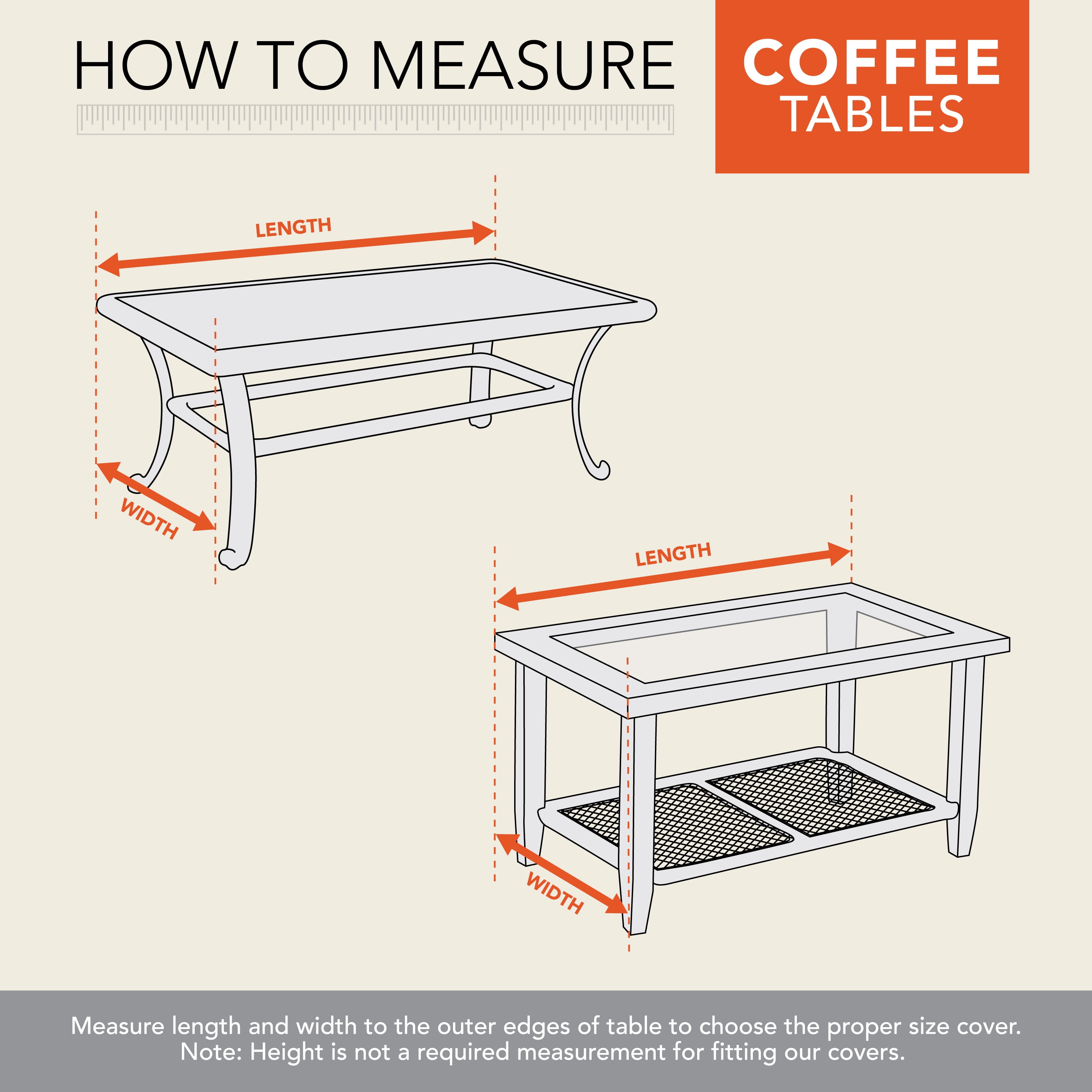 Modern Leisure Garrison Waterproof Patio Coffee Table/Ottoman Cover, 48"L x 25"W x 18"H, Gray - Image 2