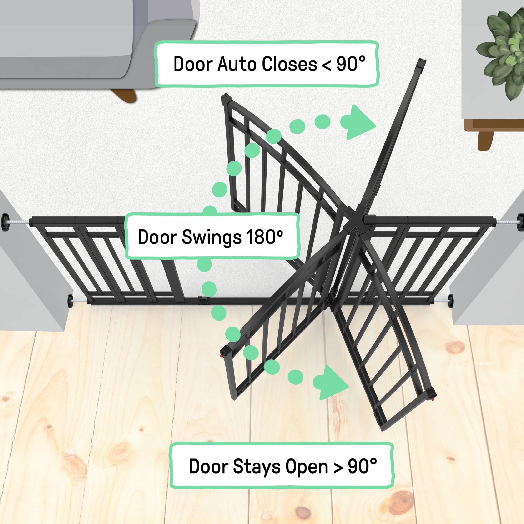 Ingenuity The Doorway 48W Series Safety Pet and Baby Gate, 28.5'-48' Wide, 36' Tall - Black - Image 7