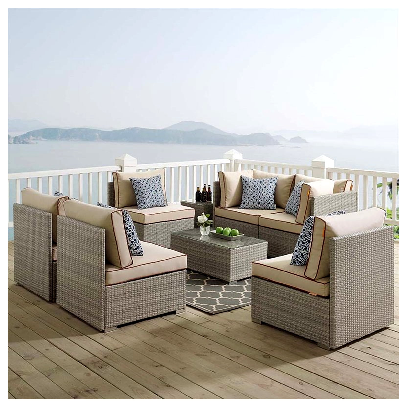 Modway Repose Outdoor Patio Armless Chair in Light Gray Beige - Image 3