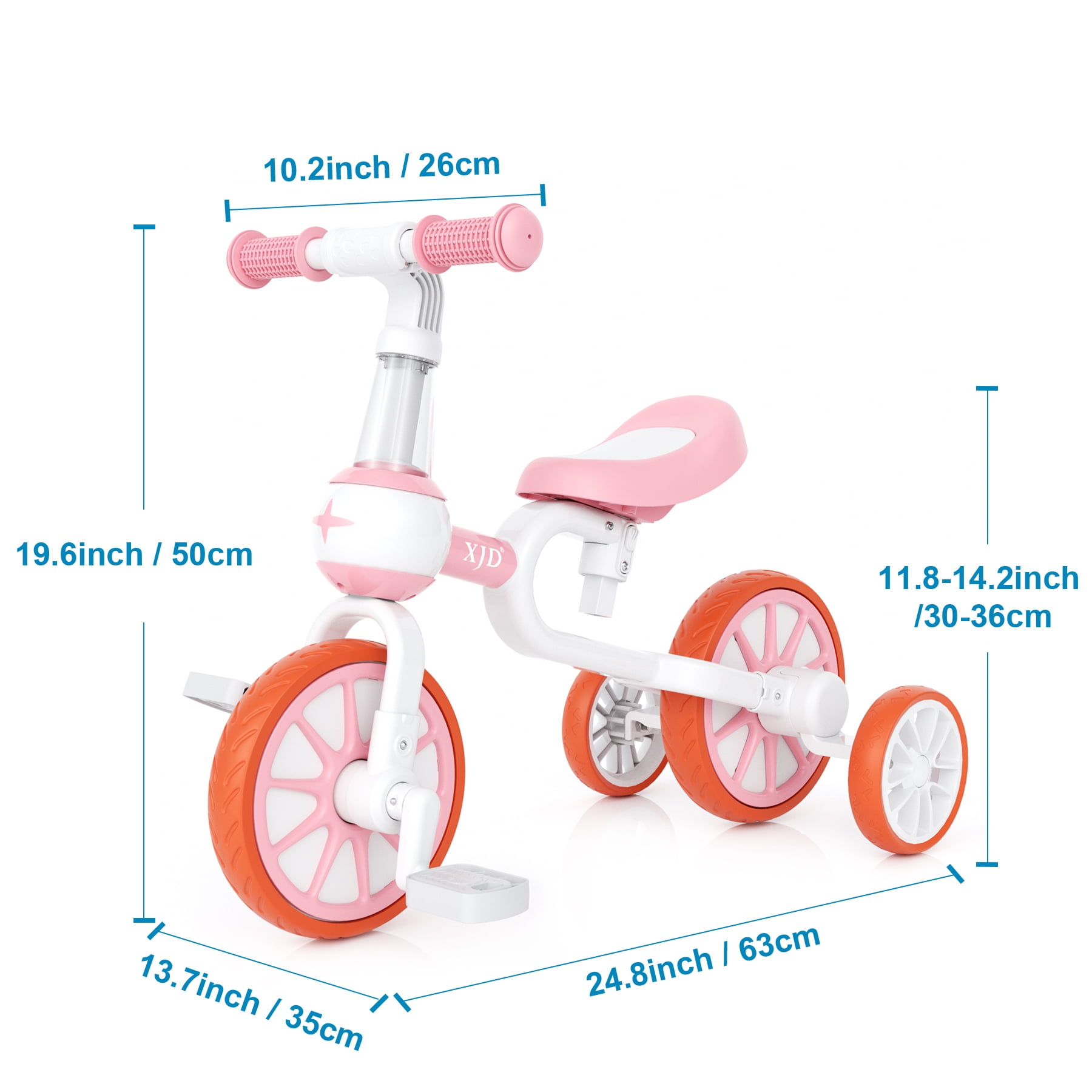 XJD 3-in-1 Toddler Tricycle for 1-5 Years Old Boys Girls Toddler Bike Kids Trikes for Balance Training Baby Bike Infant Trike - Image 4