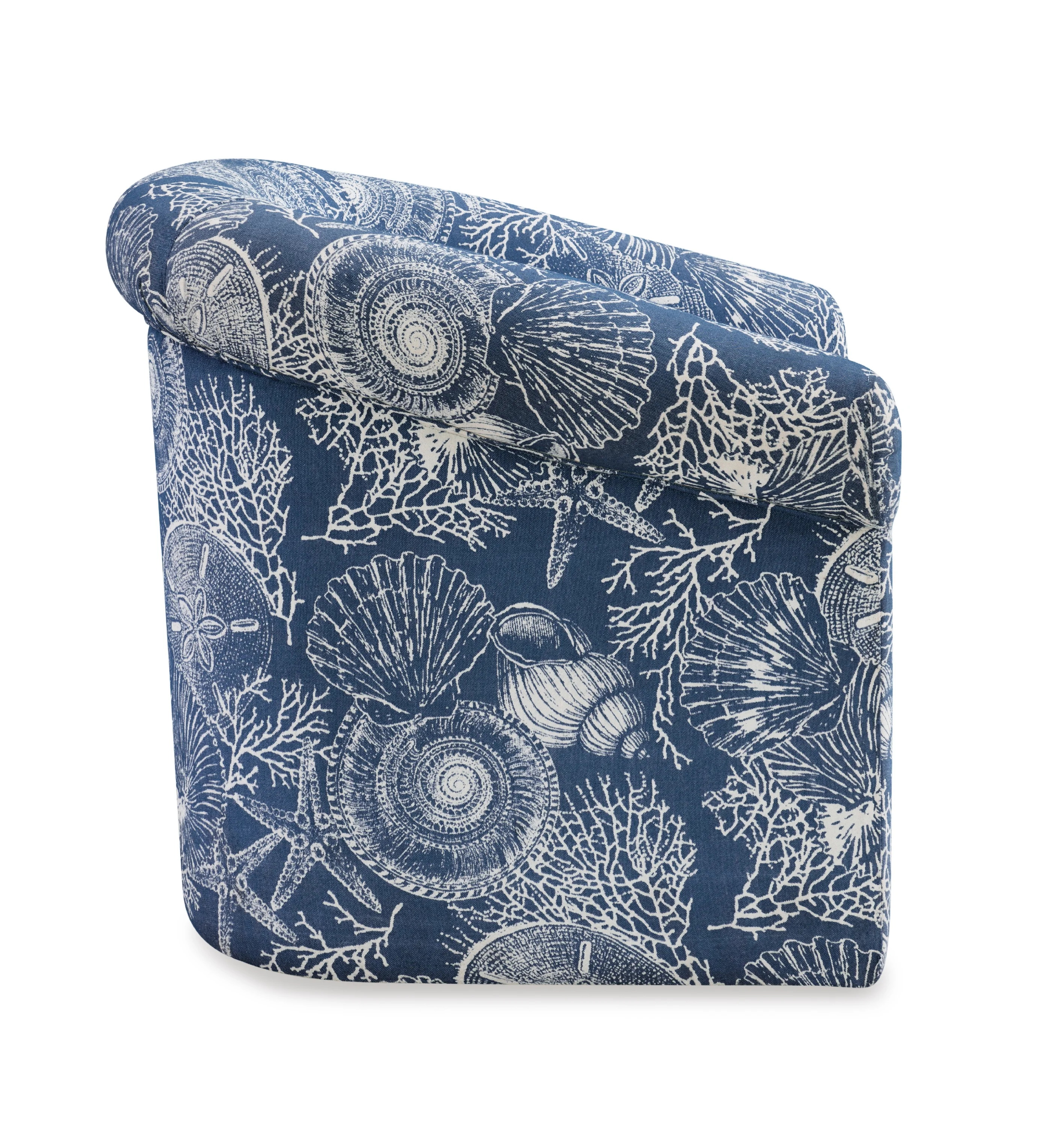 Grandee Club Chair with Swivel, Ocean Blue and White Coastal Pattern - Image 4
