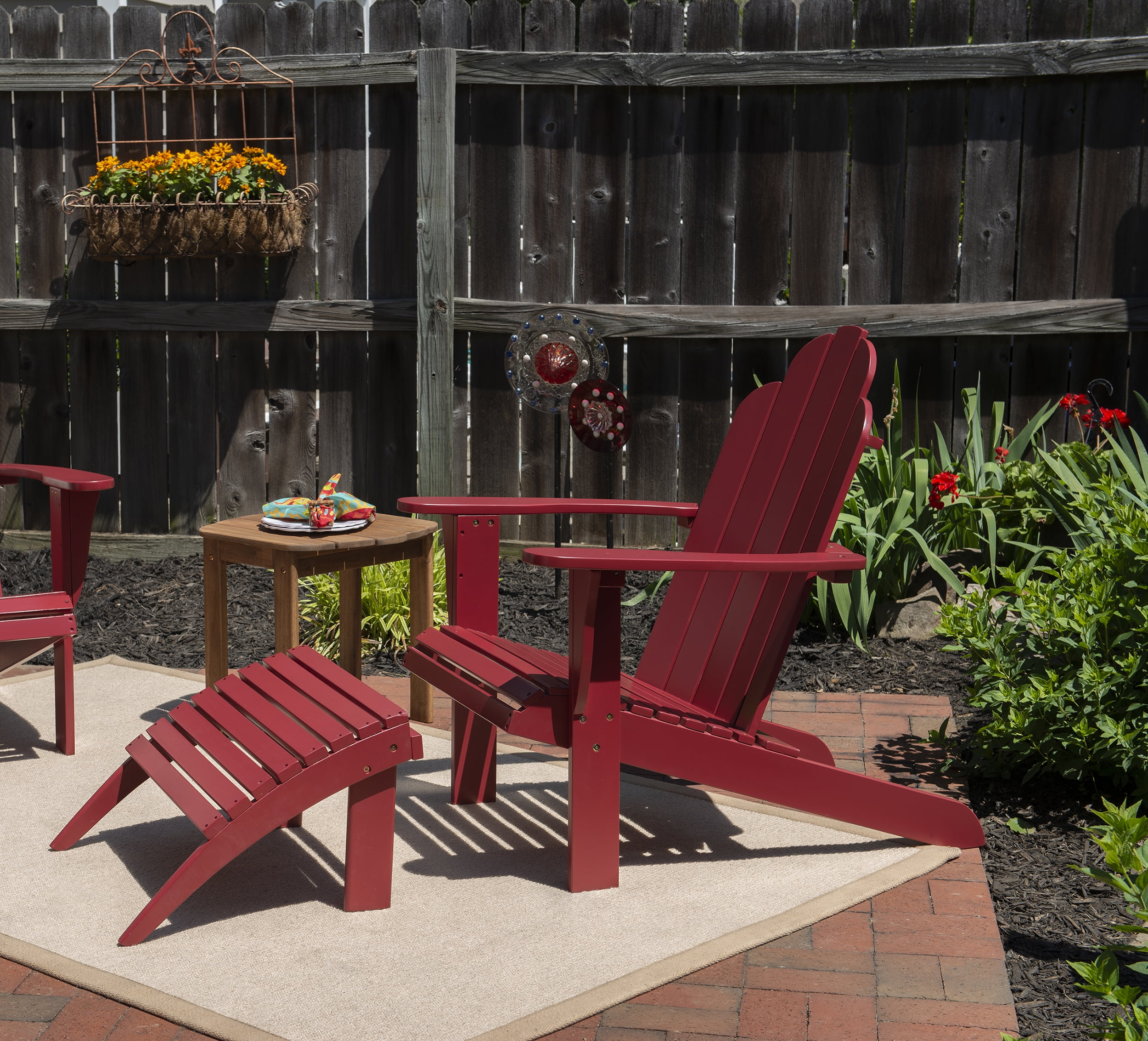 Linon Comfort Back Acacia Wood Adirondack Chair, Red Finish - Image 5