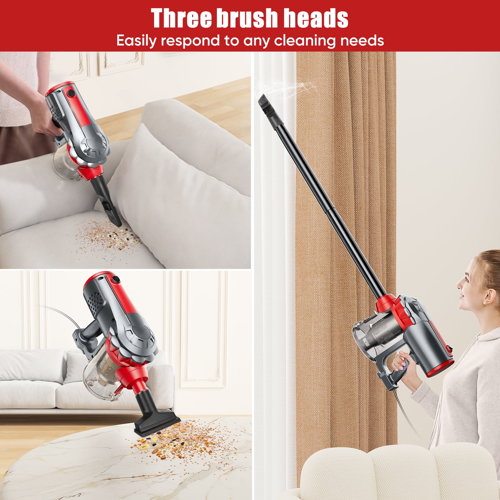 AMONSEE Vacuum Cleaner with 600W Motor, Corded Stick Vacuum,18Kpa Suction Handheld Vacuums for Home - Image 6