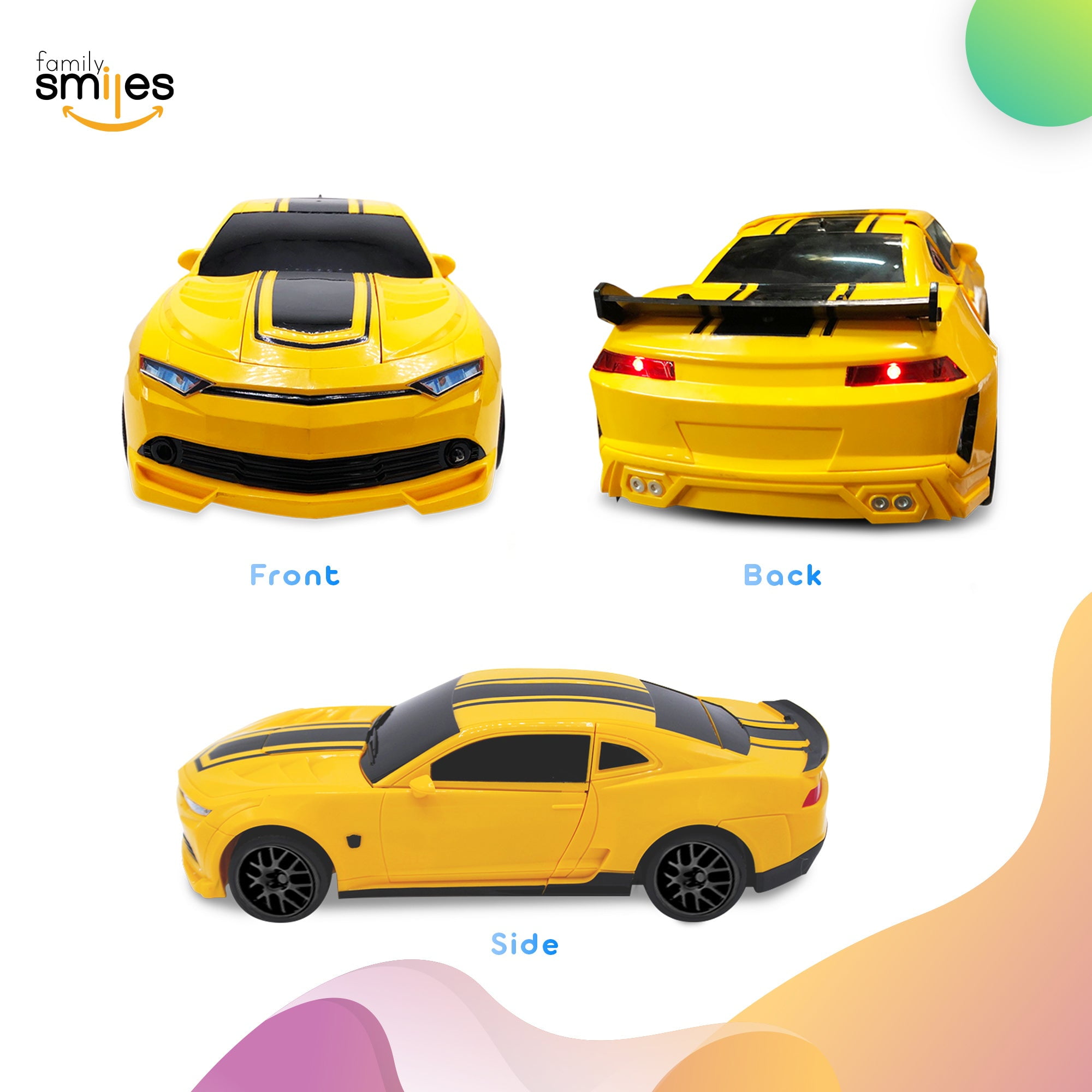 Family Smiles Kids Transforming Robot RC Car Toys for Boys 8-13 Remote Control Gift Yellow - Image 6