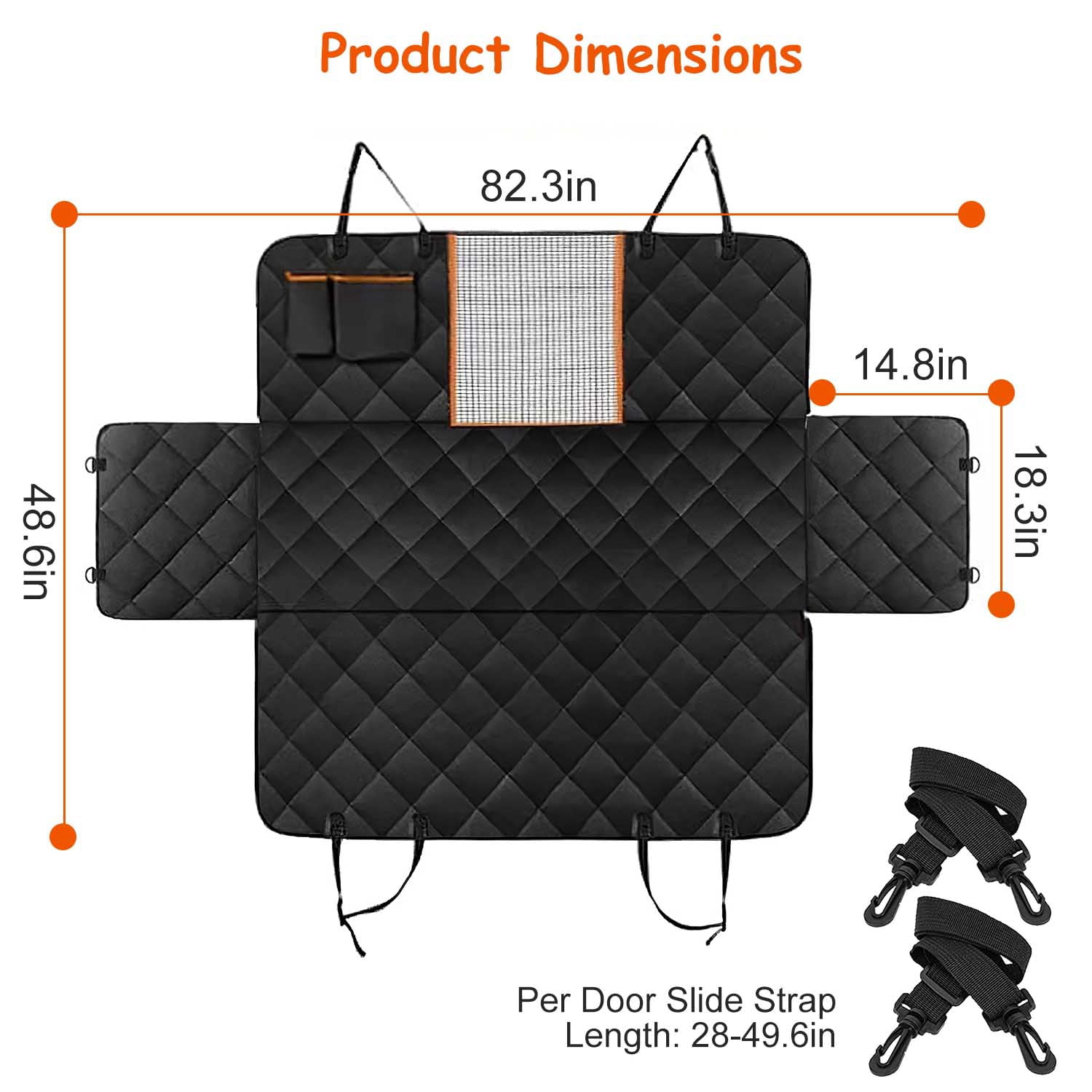 48.6x82.3in Dog Car Seat Cover Moclever Water Resistant Scratchproof Pet Car Rear Protector Mat Pet Back Seat Hammock with 2 Door Slide Straps for Car Truck SUV, Black - Image 14