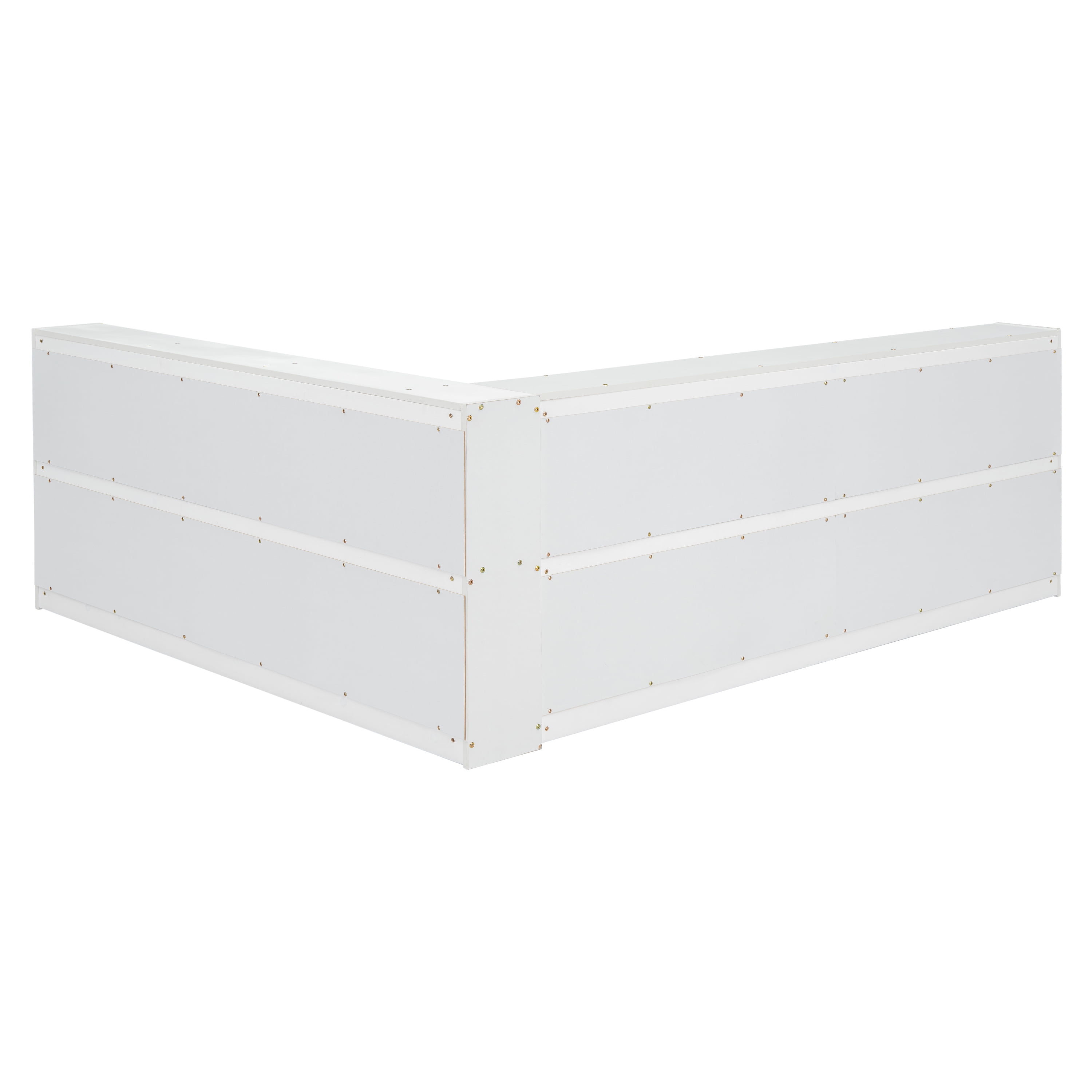 Miniyam Full Size Floor Bed with L-shaped Bookcases for Kids and Teens, White - Image 6