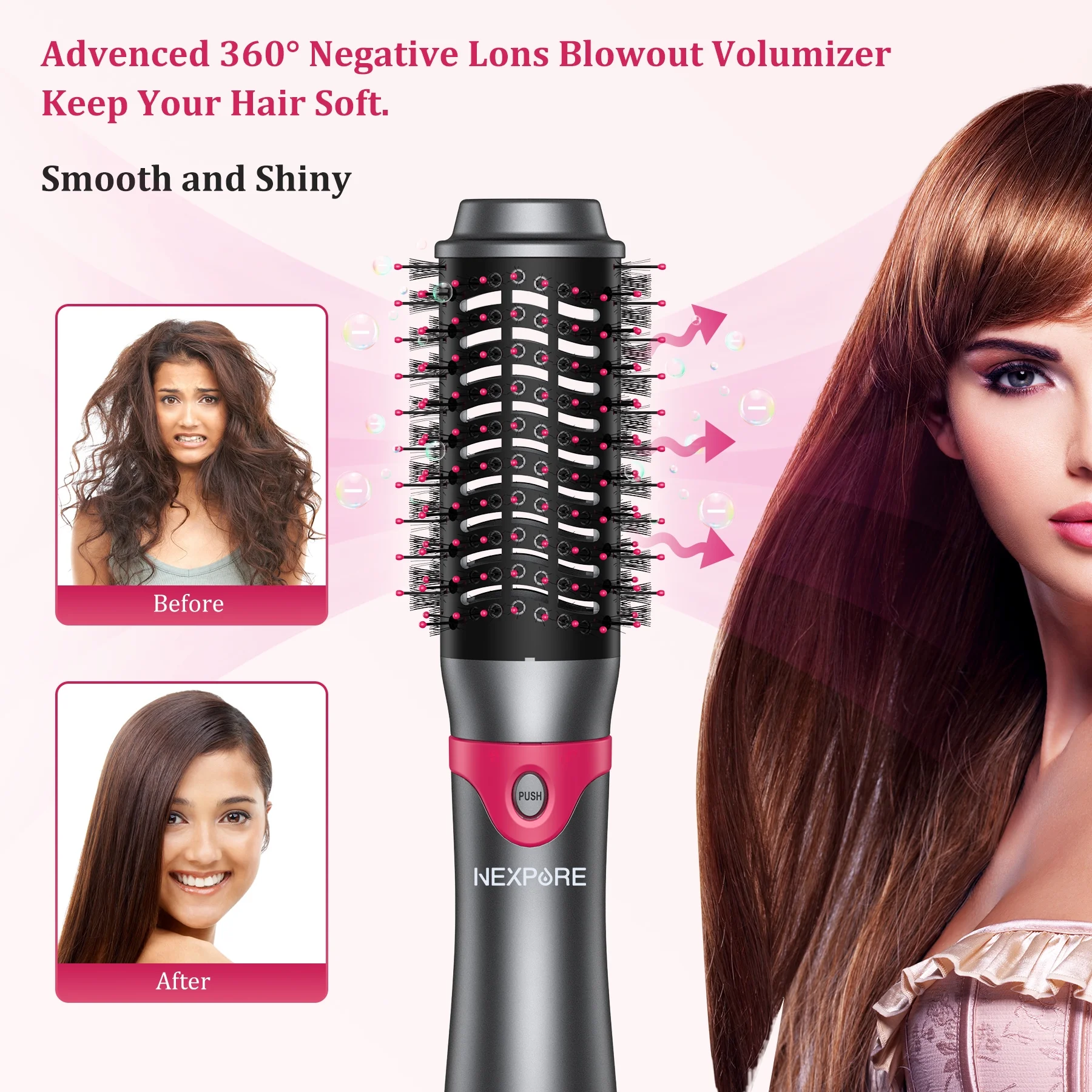 NEXPURE Hair Dryer Brush Set, 1" 5 in 1 Hot Air Brush, Drying, Volumizer Hair Styling Tools, Gray - Image 2
