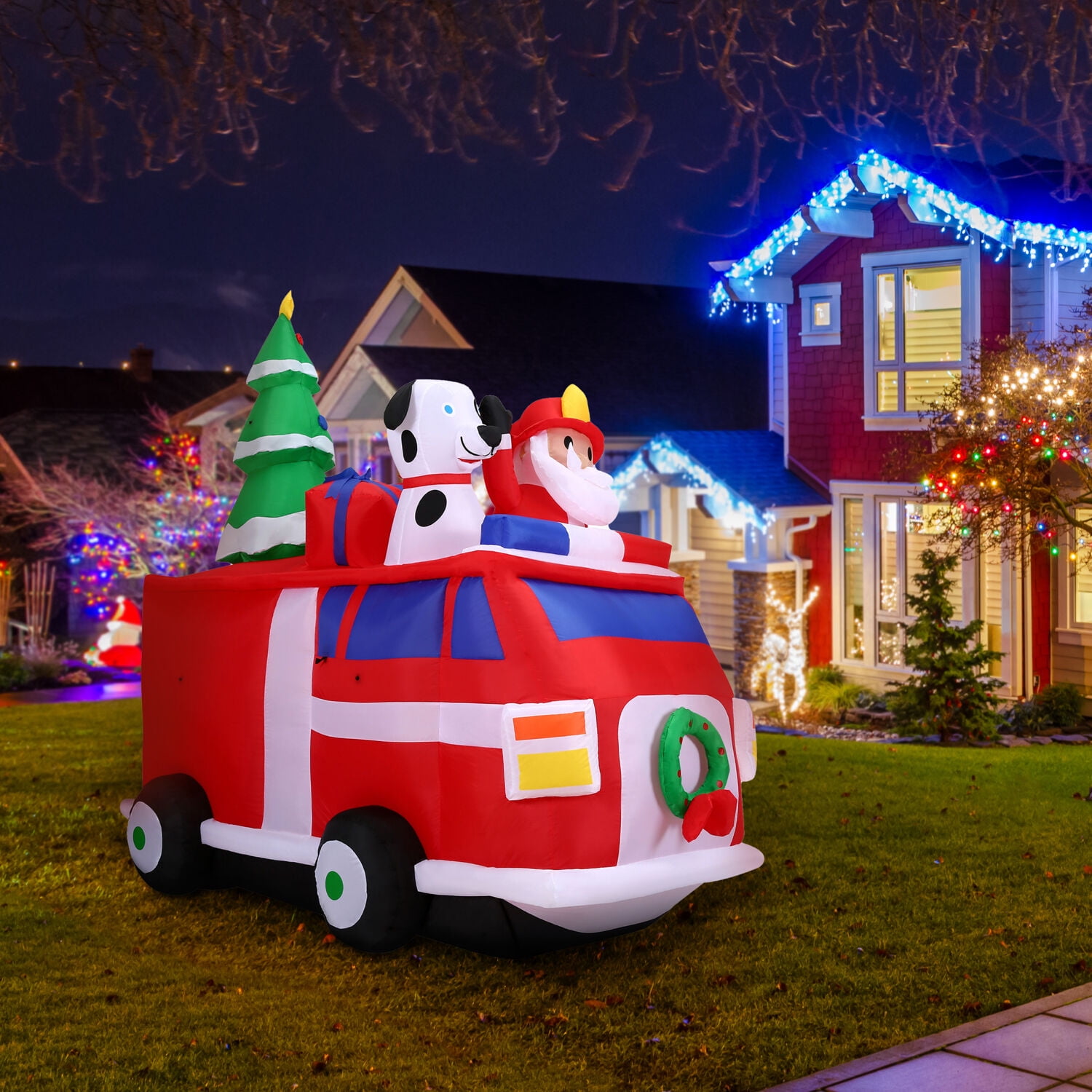 Christmas Time New 7 ft. Inflatable Santa Claus in a Fire Truck with LED Lights Festive Holiday Blow-Up Decorations, CT-FIRETRK071-L - Image 7